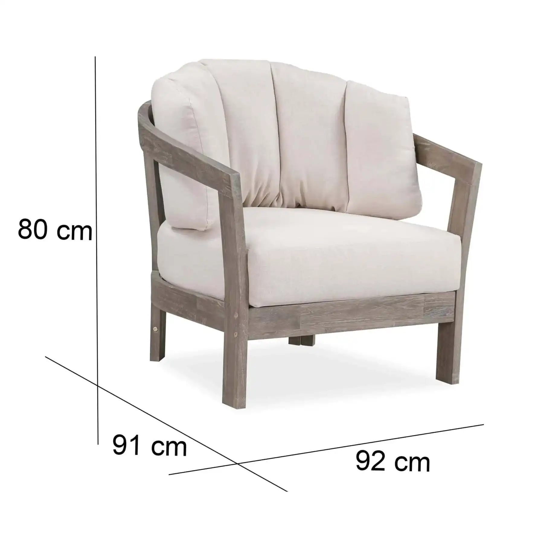 Bridgeport Single-Seater Acacia Wood Outdoor Sofa (92 x 91 x 80 cm)