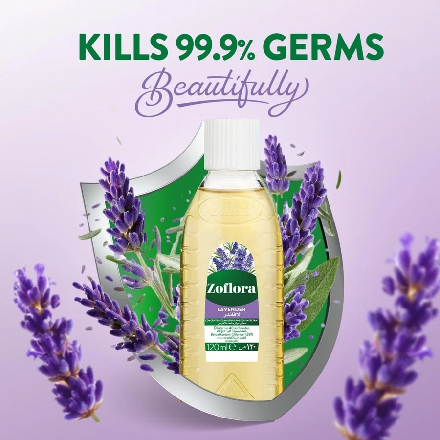 Zoflora Concentrated Multipurpose Disinfectant (Lavender Scent, 120 ml)