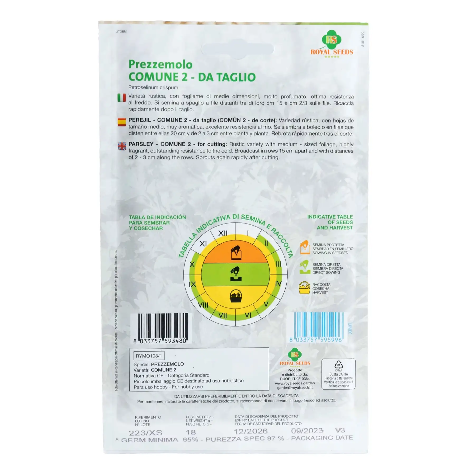 Royal Seeds Comune 2 Parsley Seed Pack (18 g)