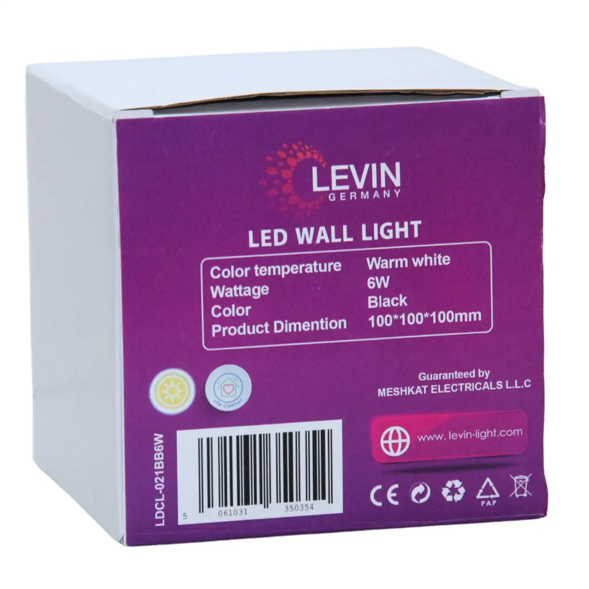 Levin Deco LED IP65 Wall Light, 21BB6W
