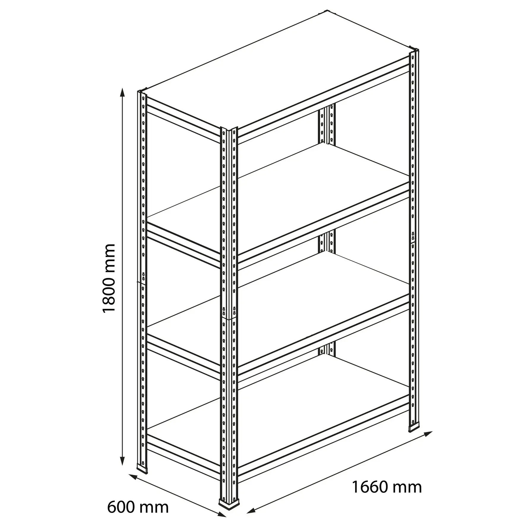 GoodHome Rand 4-Tier Metal Shelf (60 x 165.6 x 180 cm)