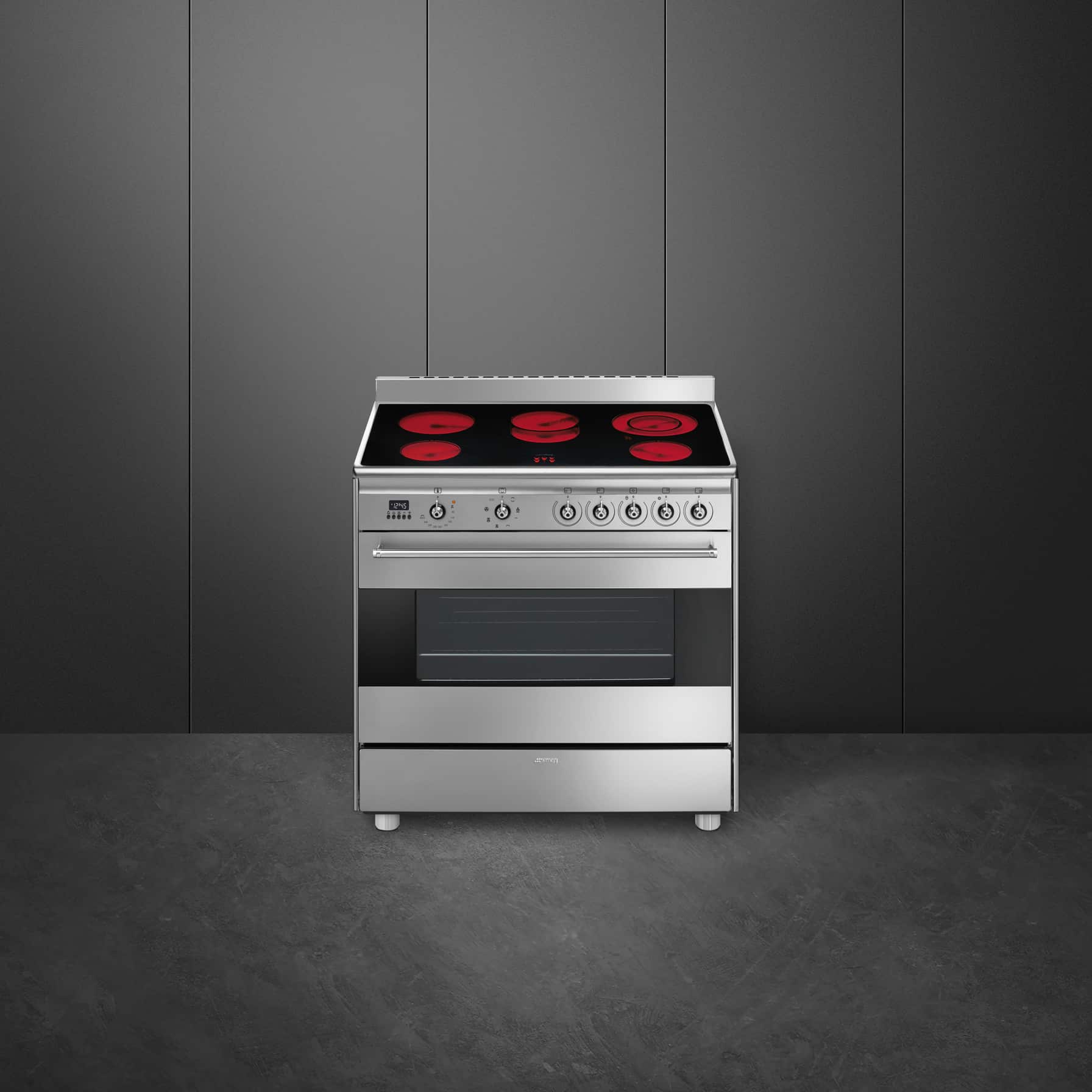 SMEG Freestanding 5 Zones Electric Cooker, SX91CSA (90 x 60 x 83.6 cm)