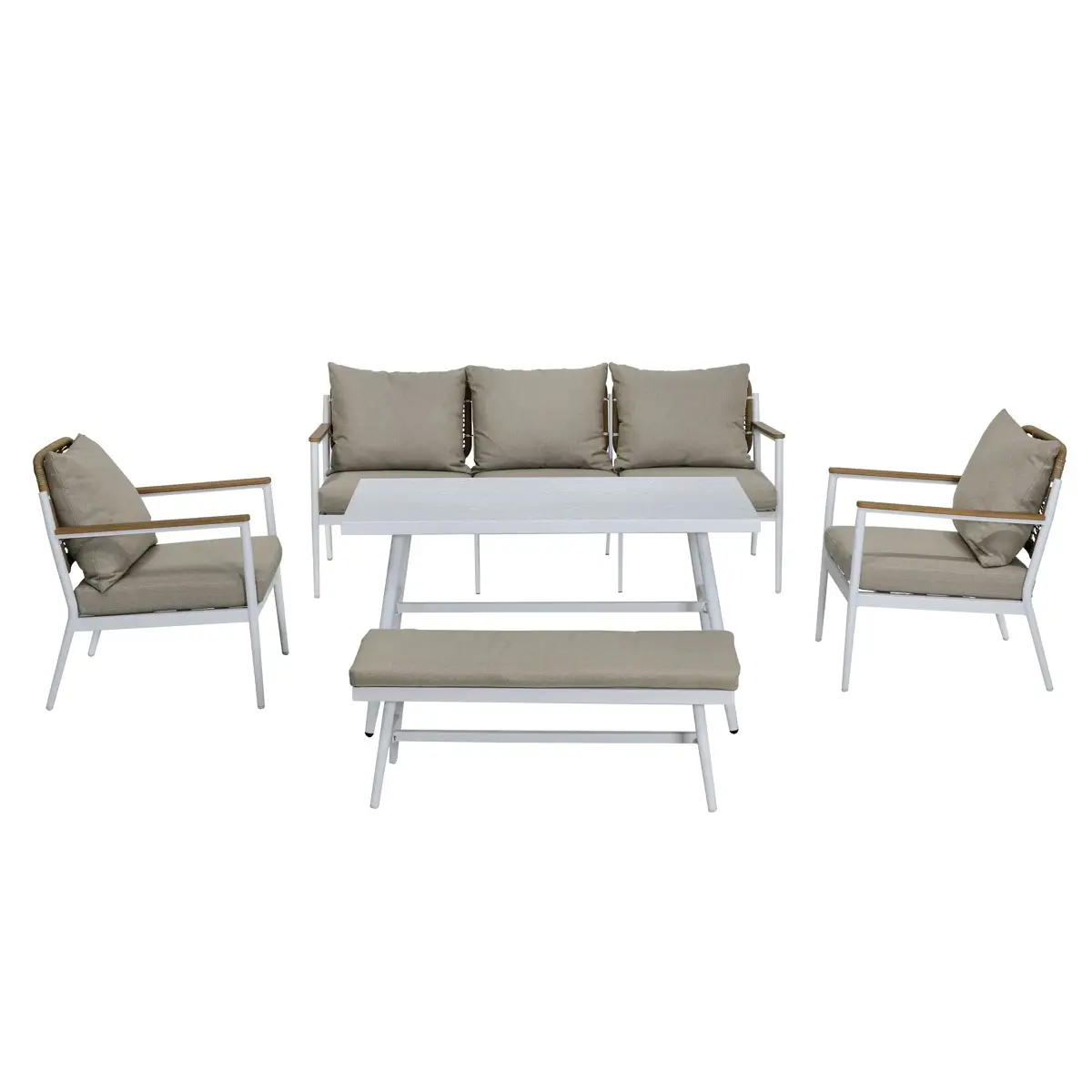 Athens 5-Seater Aluminum Wicker Outdoor Sofa Set (185 x 77 x 80.5 cm)