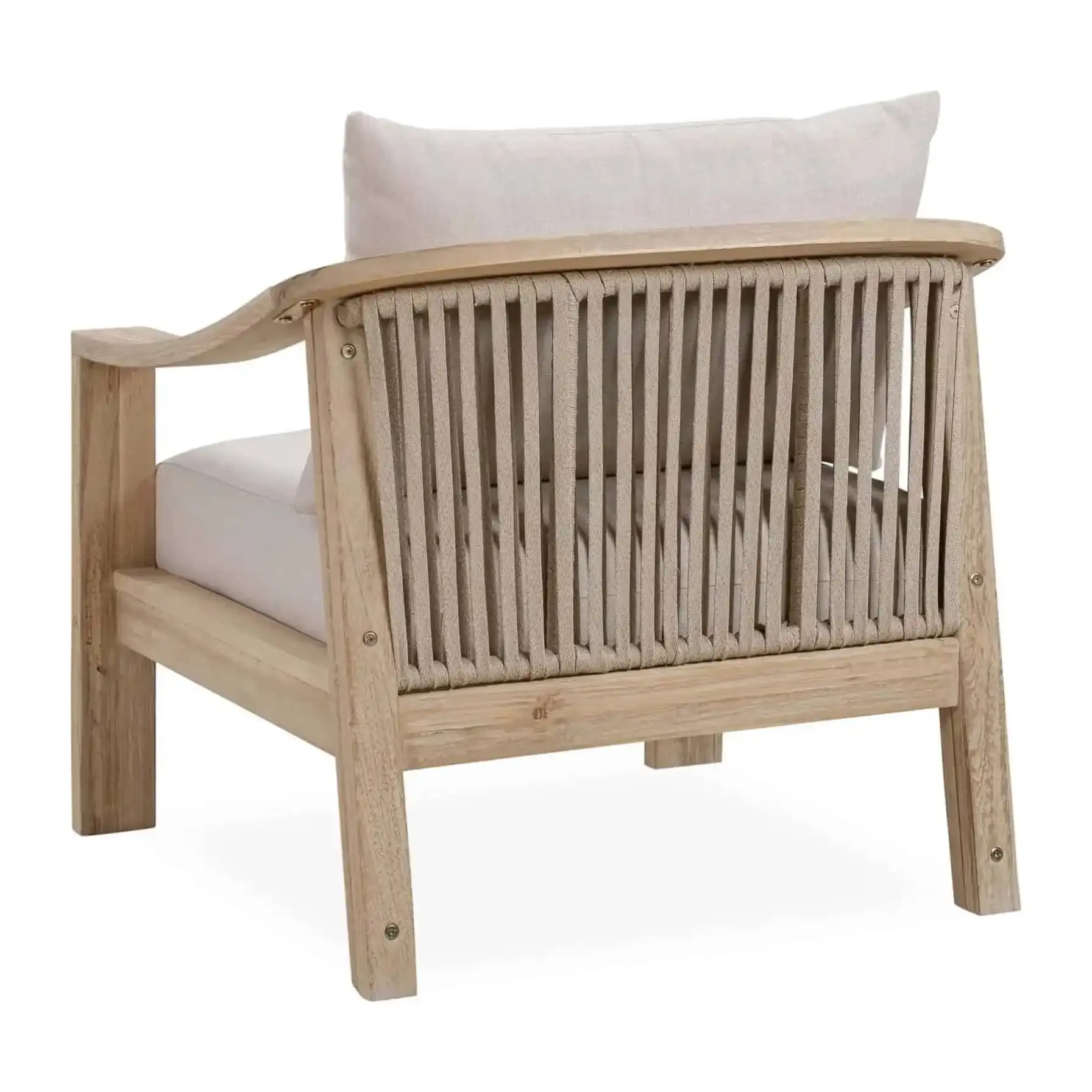 Sycamore Single-Seater Acacia & Rope Outdoor Sofa (80 x 78 x 83 cm)