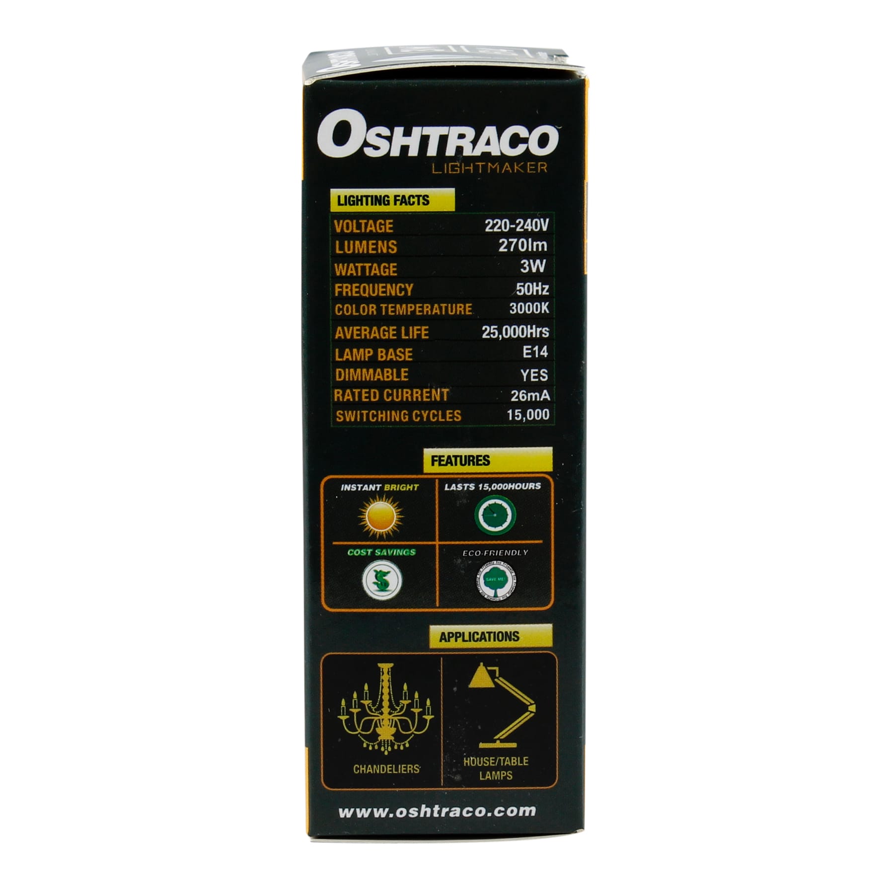 Oshtraco Dimmable LED Bulb (3 W, E14, Warm White)