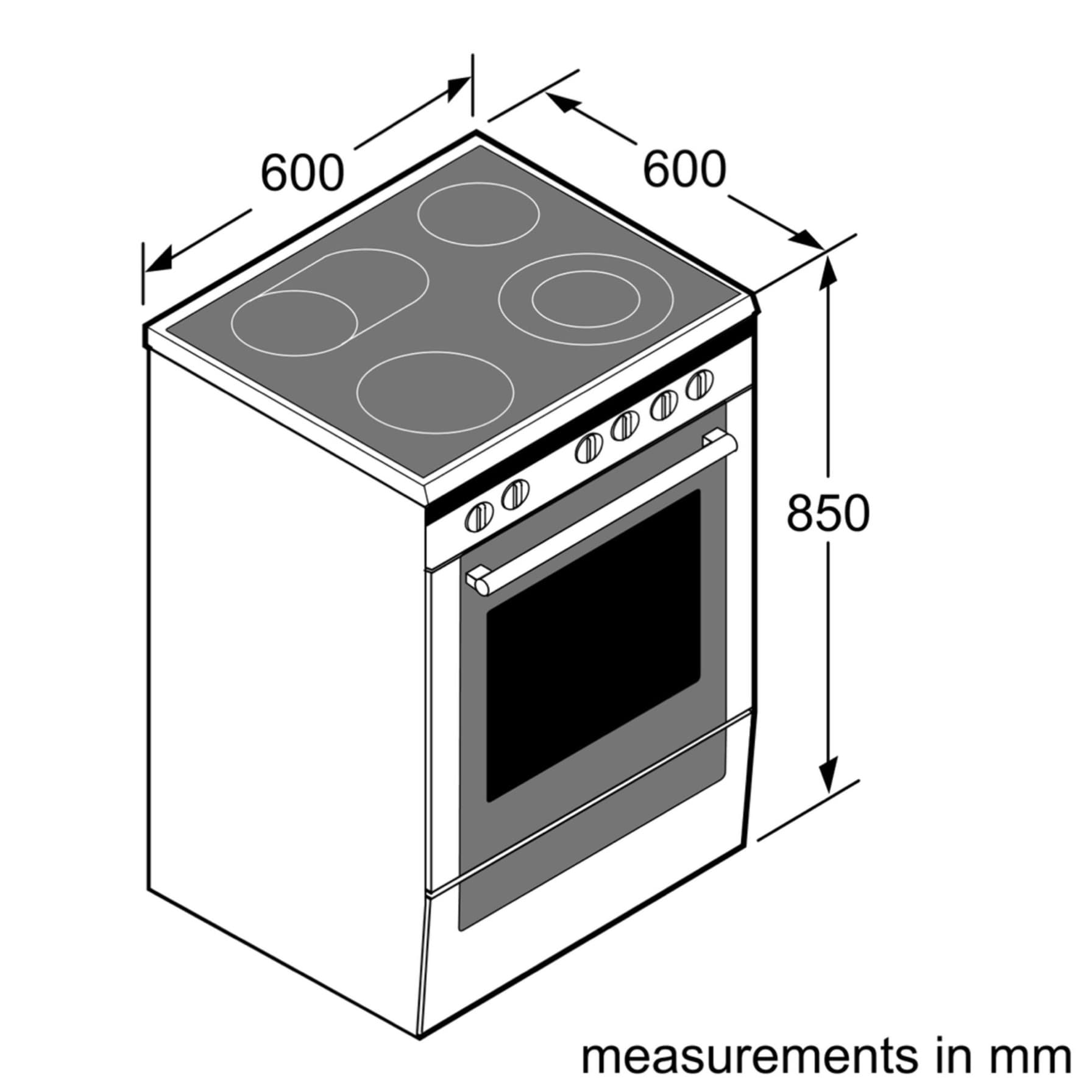 Bosch Freestanding 4-Zone Electric Cooker, HKQ38A150M (60 x 60 x 85 cm)