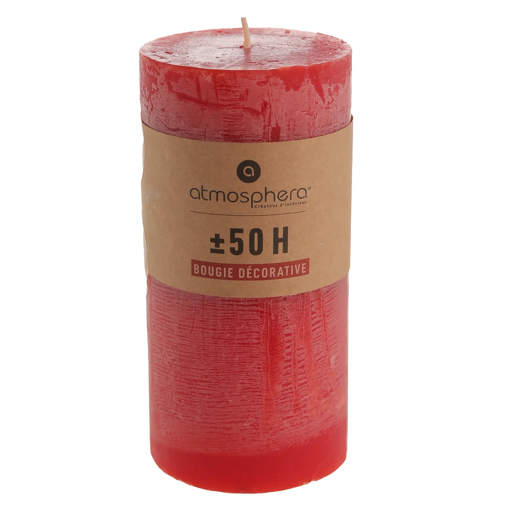Comptoir de la Bougie Olia Rustic Wax Pillar Candle (7 x 14 cm, Red)