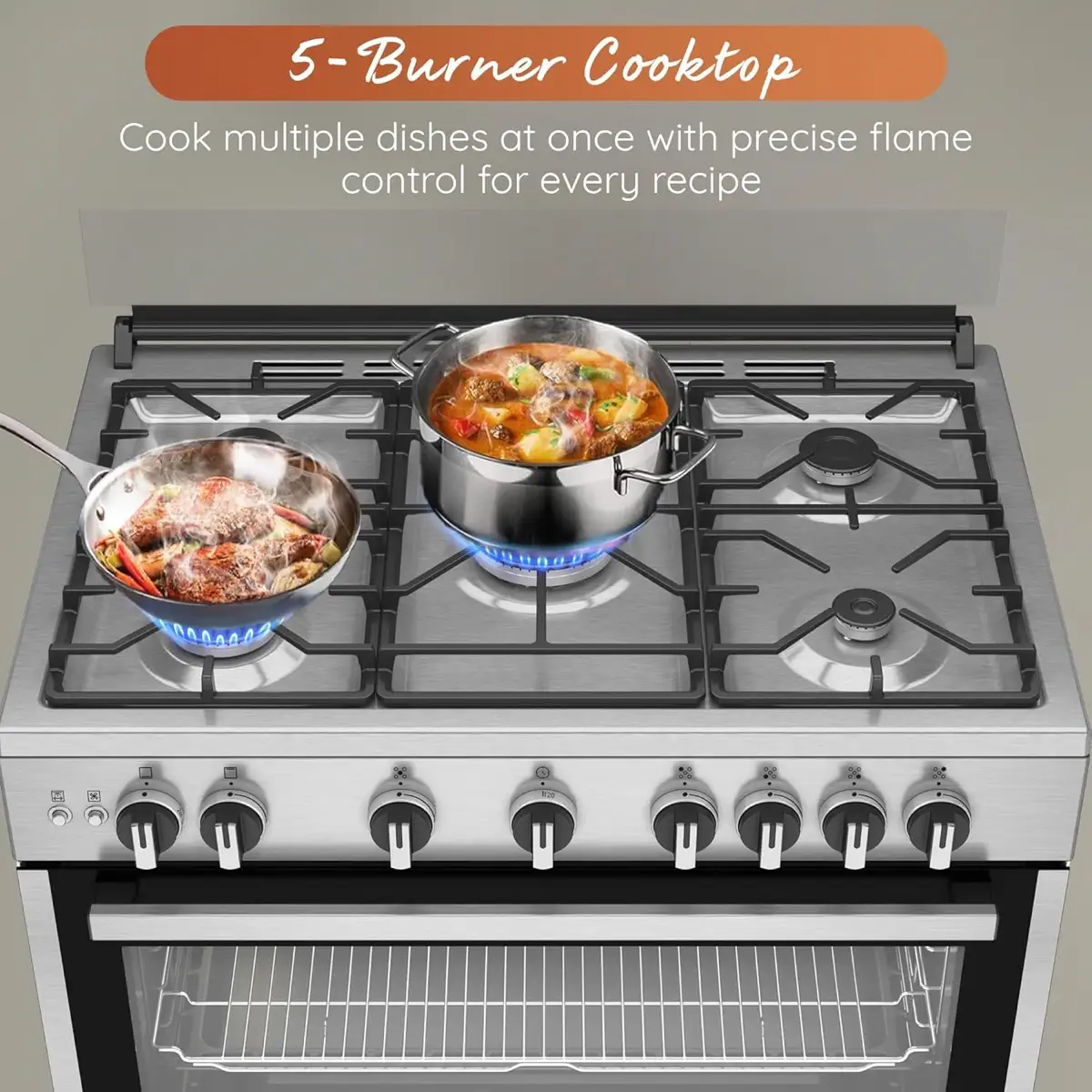 Ariston 5-Burner Freestanding Gas Cooker W/Oven, ARR9GGF22125XME (90 x 60 x 90 cm)