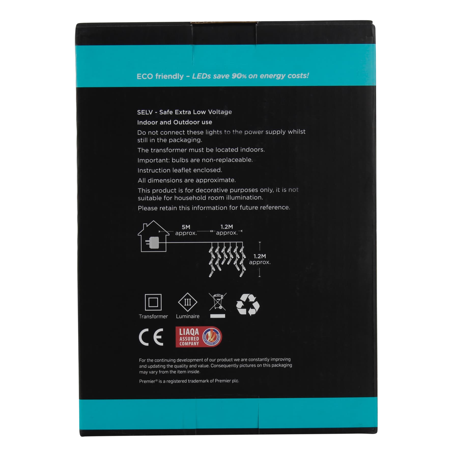 Premier 339 LED Curtain Snowflake Light (1.2 x 1.2 m, Warm White)
