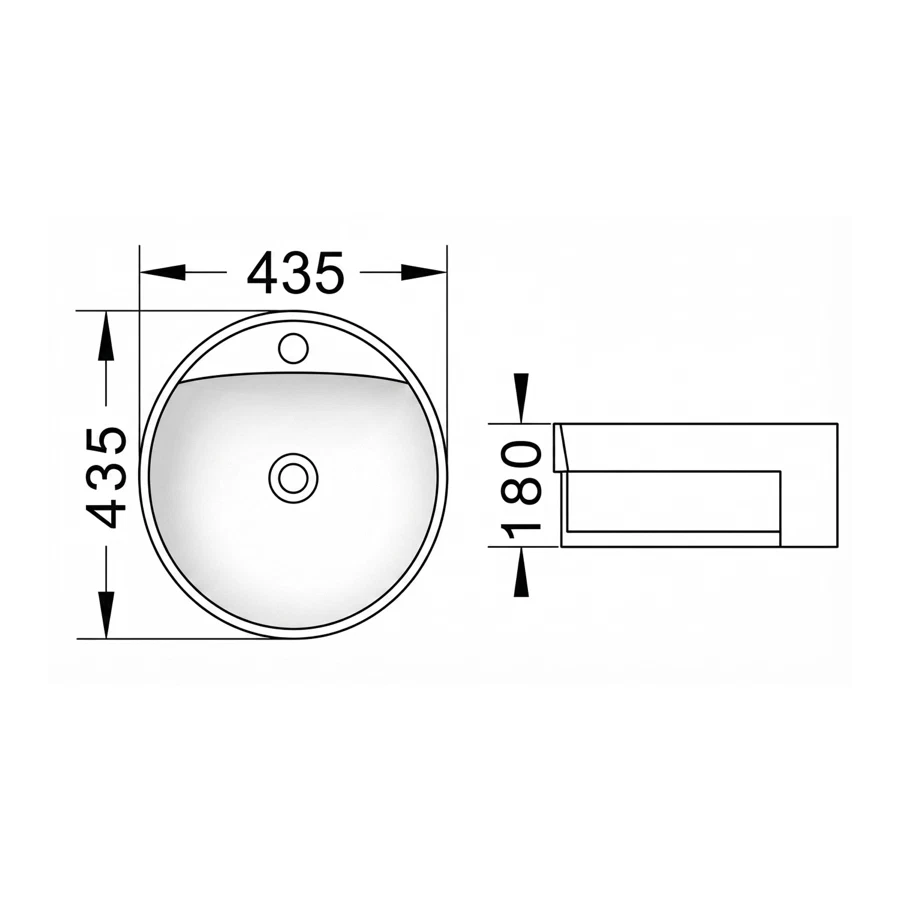 Bold Techno Semi Recessed Wash Basin (43.5 x 43.5 x 18 cm, White)