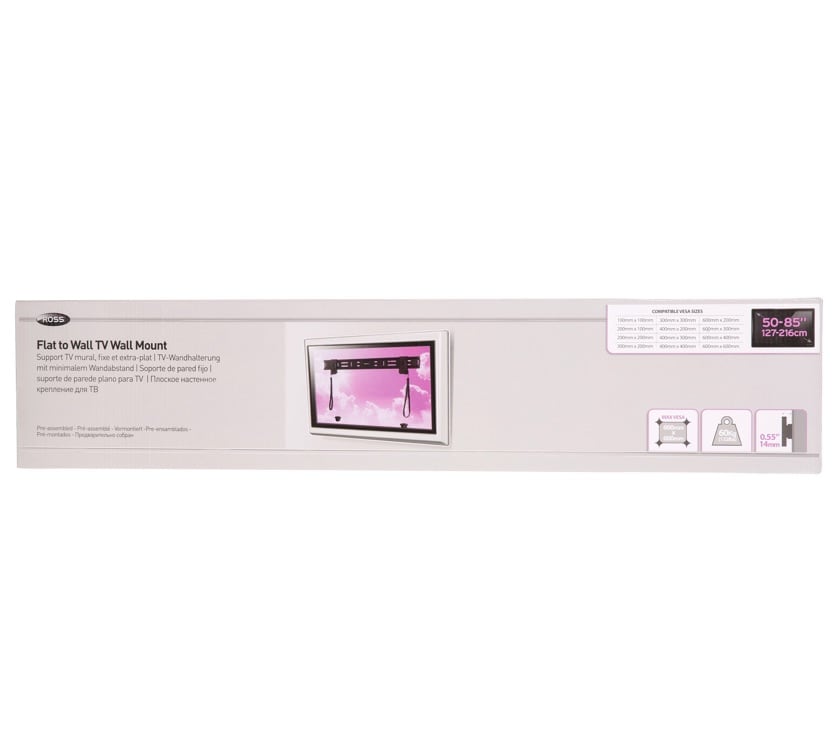 Ross Flat to Wall TV Wall Mount (127-216 cm, Black)