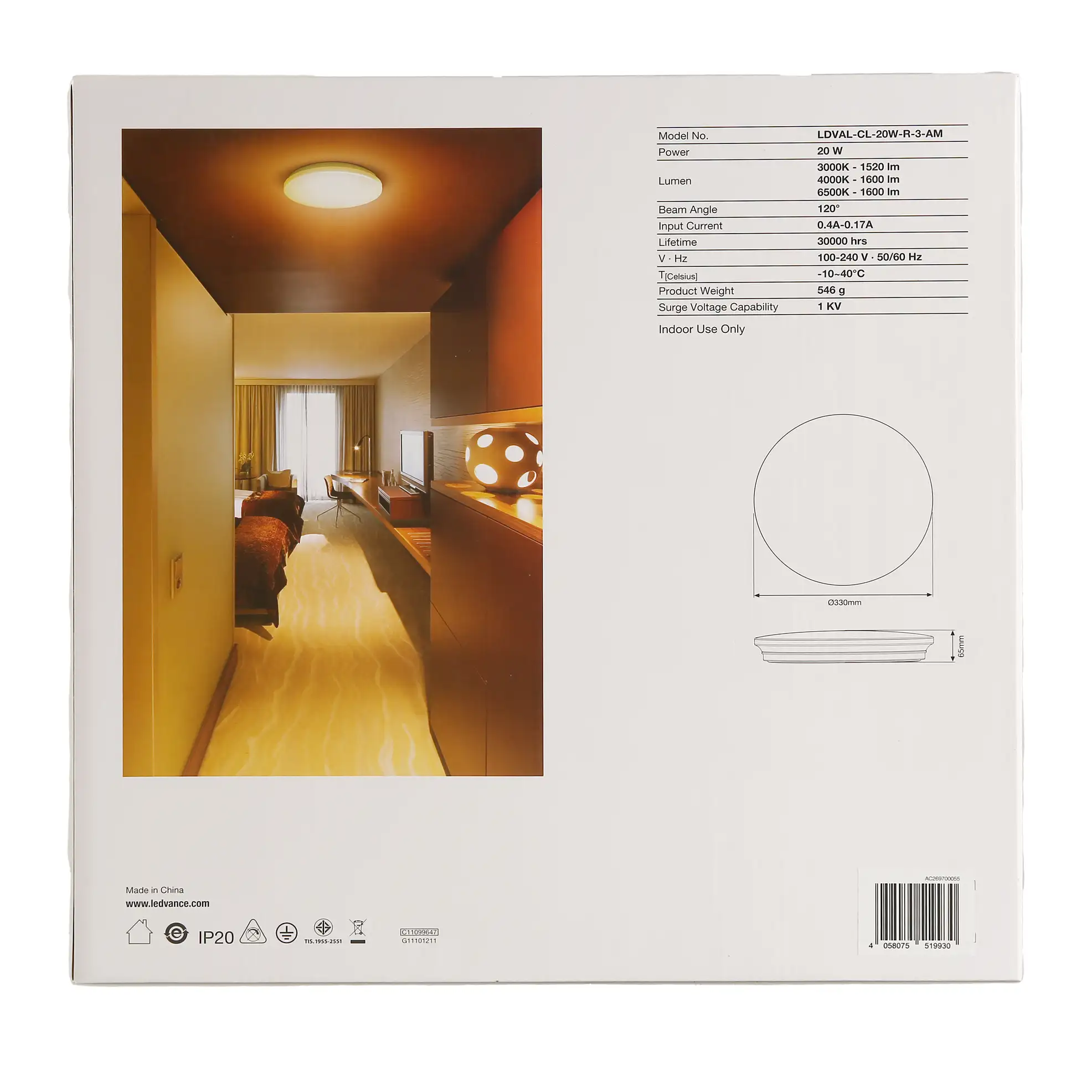 Osram Ledvance LED Ceiling Light (20 W, Daylight)