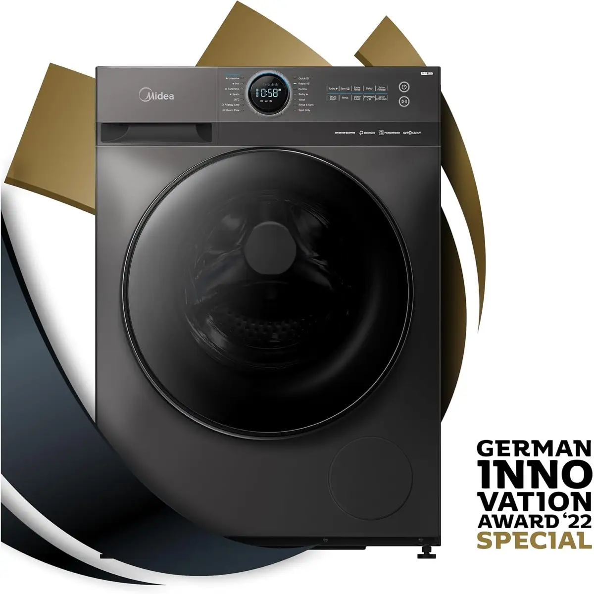 Midea 12 Kg Freestanding Front Load Washing Machine, MF200W120BTGCC  (1400 rpm)