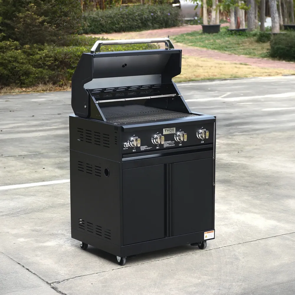 Thor Kitchen 4-Piece Modular Outdoor Kitchen Island (Black, 316 x 124 x 66 cm)