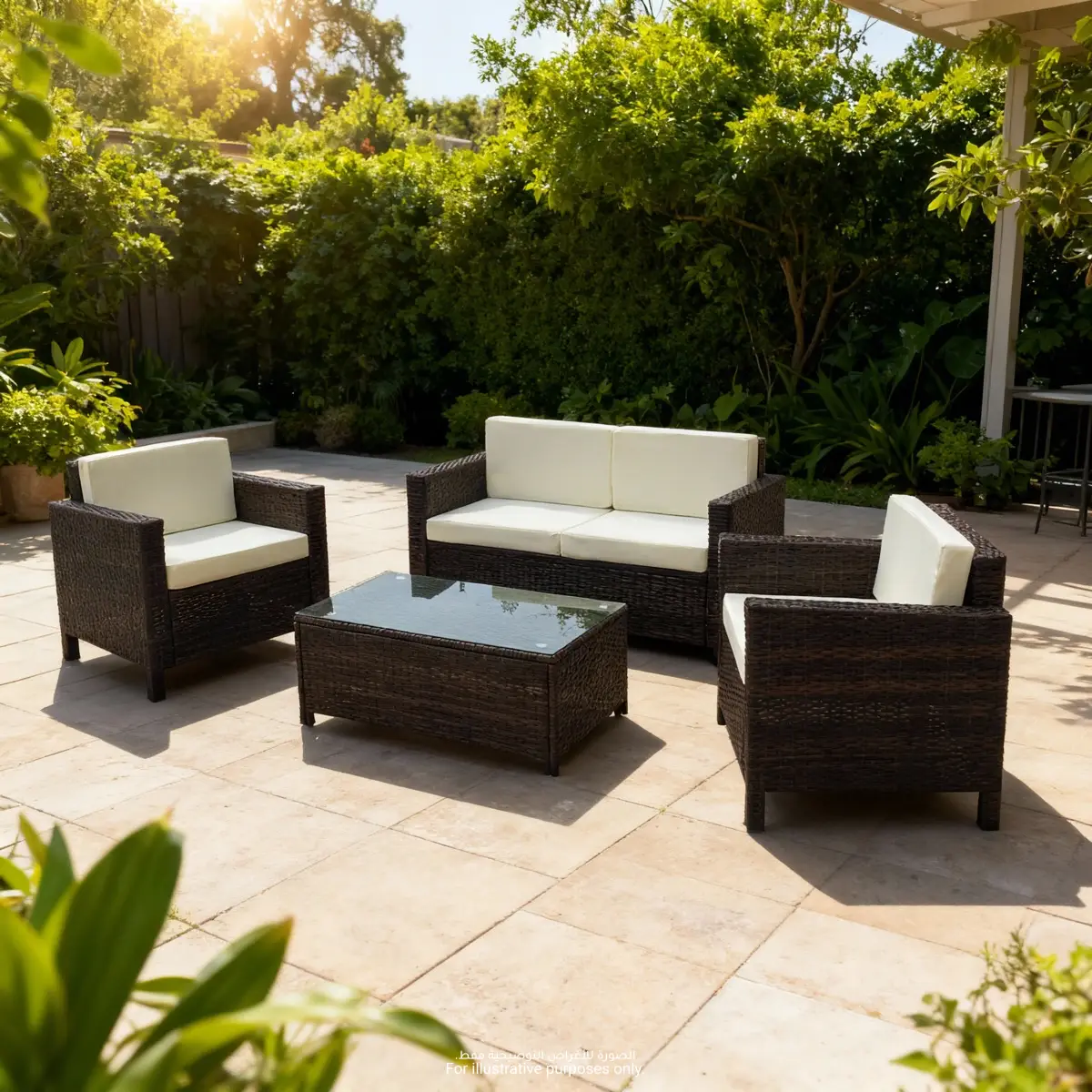 Antwerp 4-Seater PE Rattan & Steel Outdoor Sofa Set W/Cushions