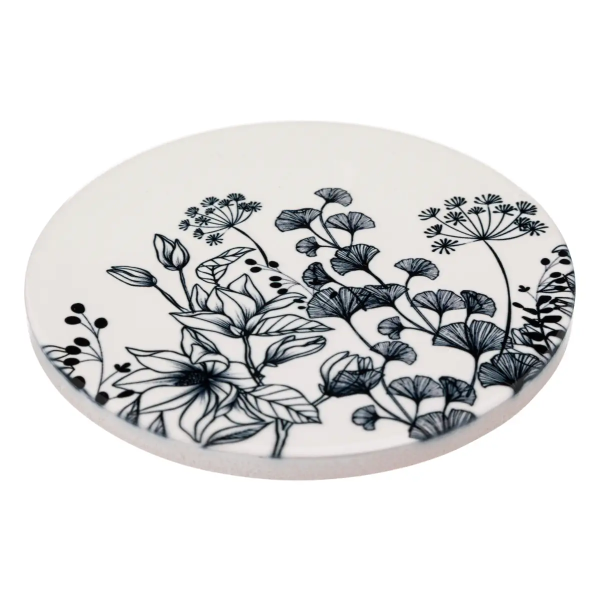 SG Floral Stoneware Coasters Set (4 Pc.)