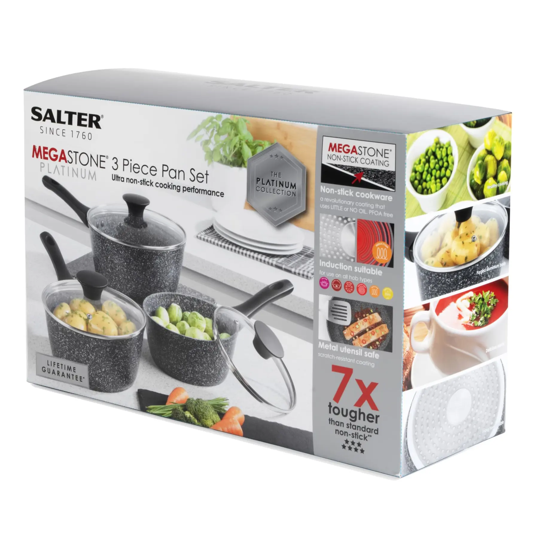 Salter Megastone Aluminum Sauce Pan Set W/Lids (3 Pc.)