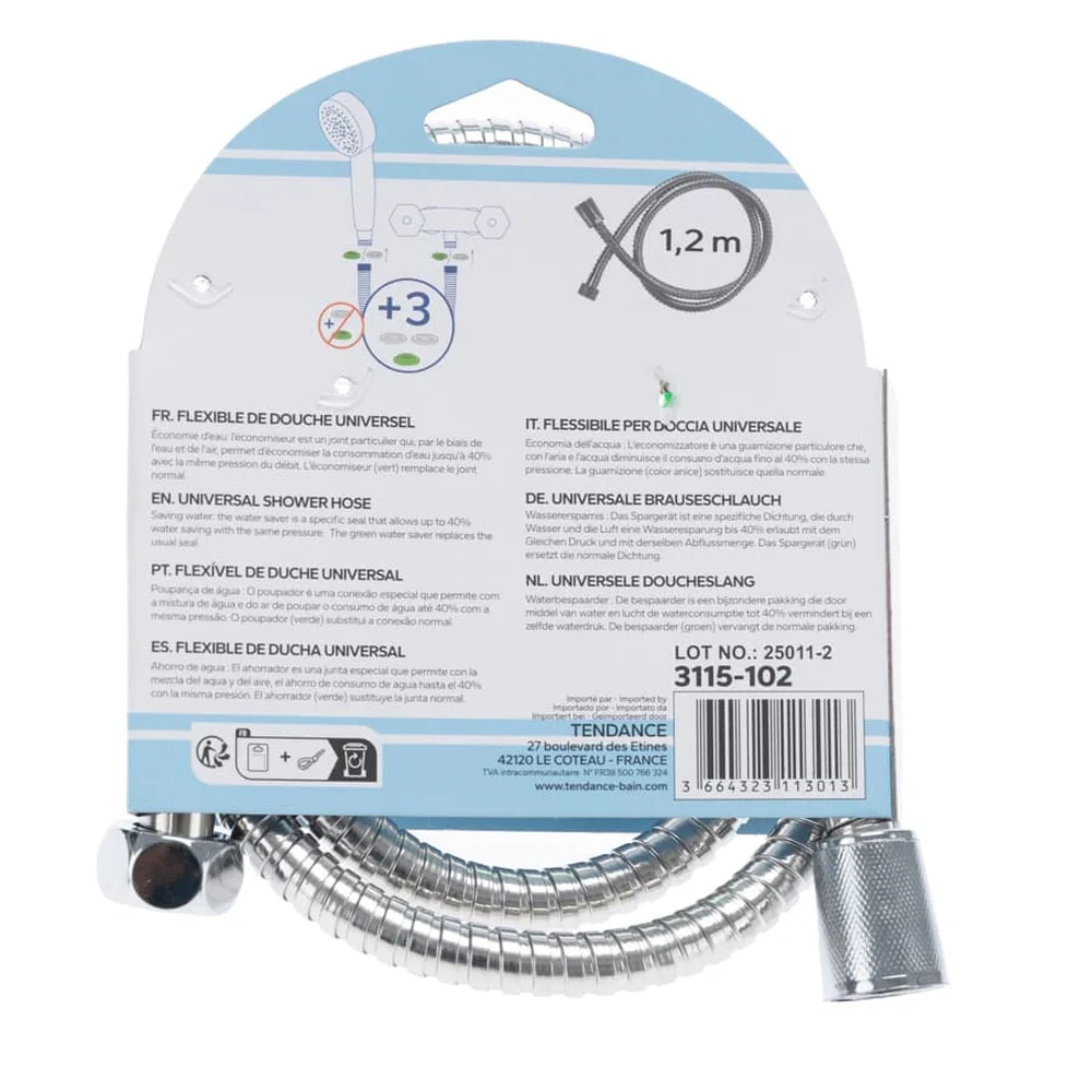 Tendance Stainless Steel Flexible Hose (Chrome, 120 cm) 