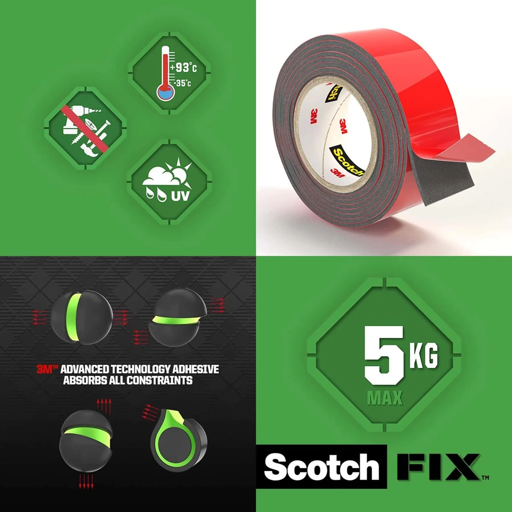 Scotch Fix Double-Face Exterior Mounting Tape (19 mm x 1.5 m)