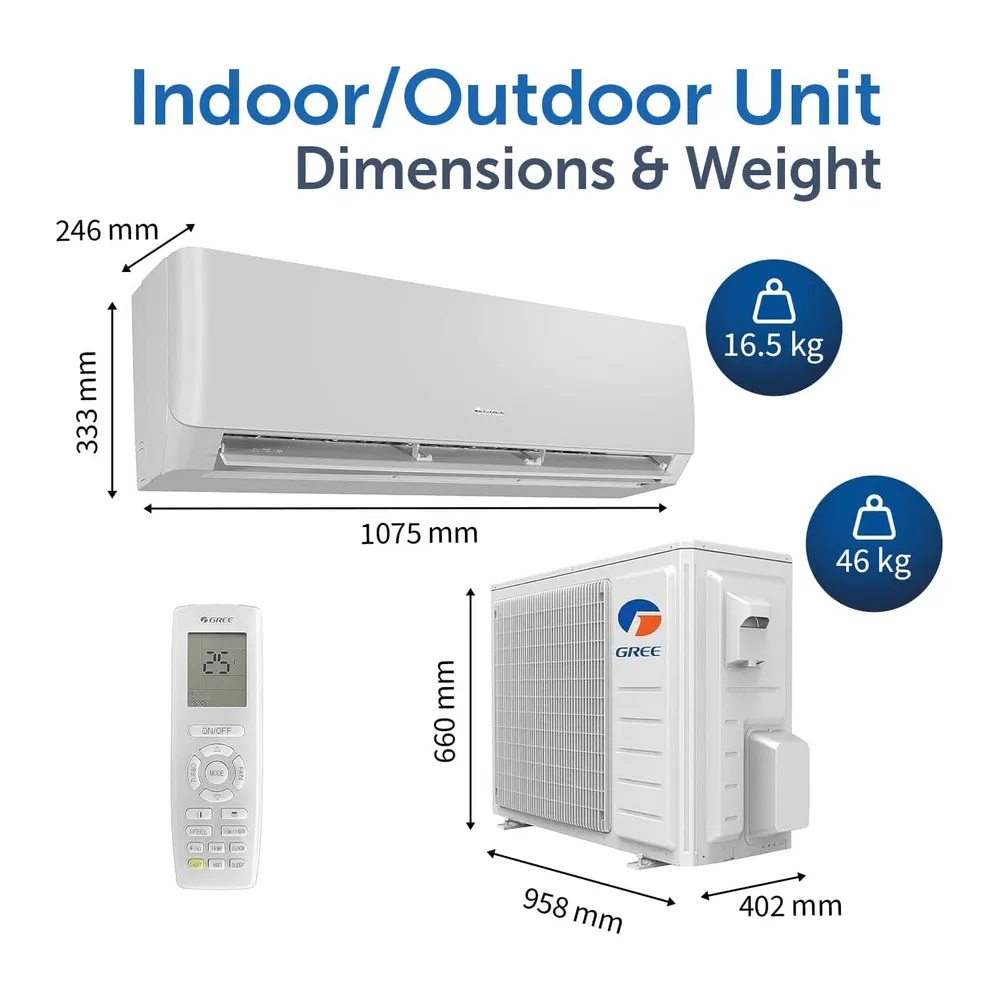 Gree WiFi Enabled Split Air Conditioner, R410A  PULAR-R24C3 (2 Ton)