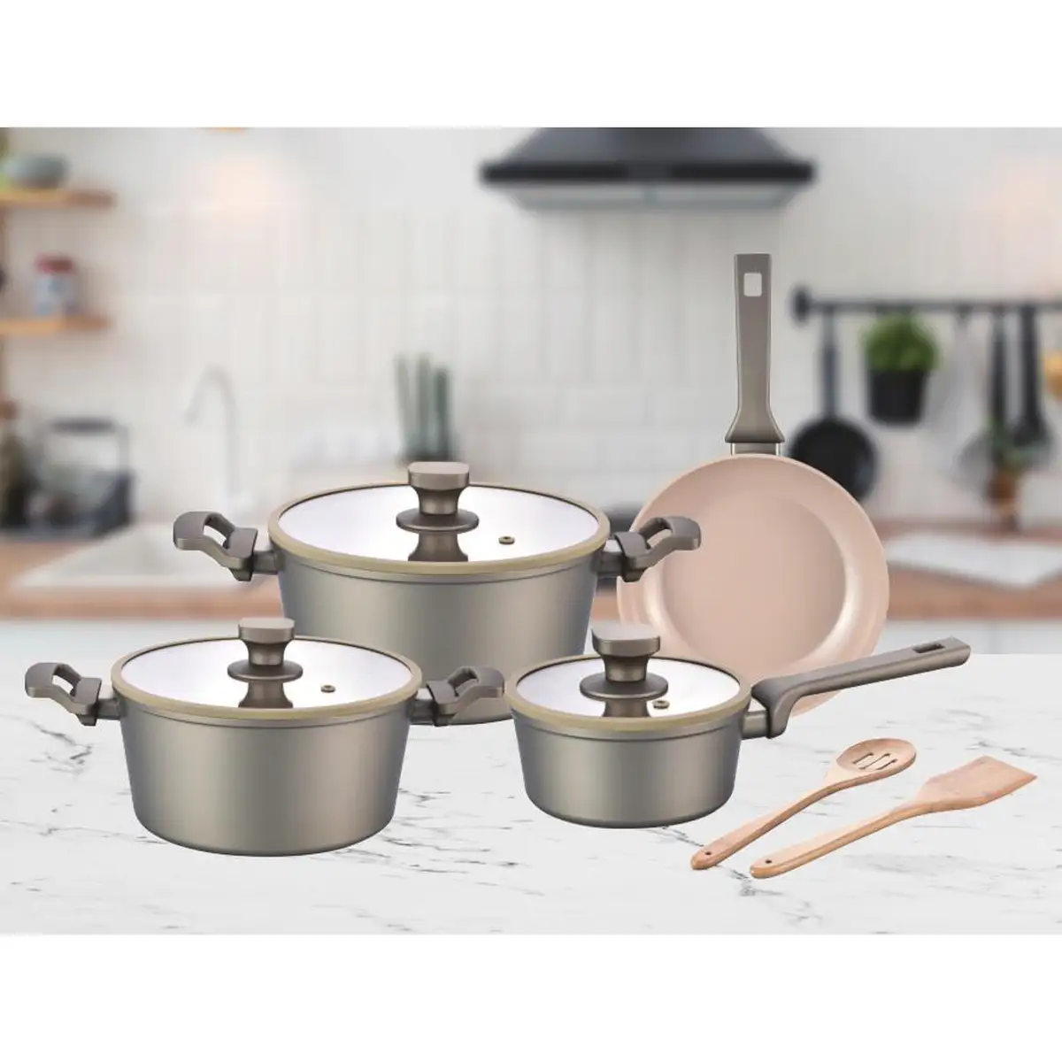 Orchid Alunimum Cookware Set (24 x 12 cm, 9 Pc.) 