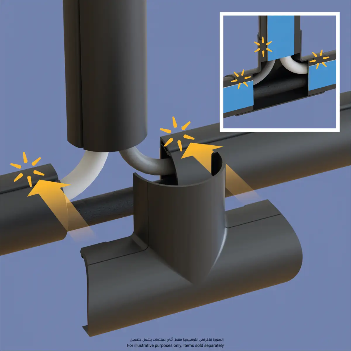 D-Line Clip Over Accessory Trunking Set (Black, 10 Pc.)