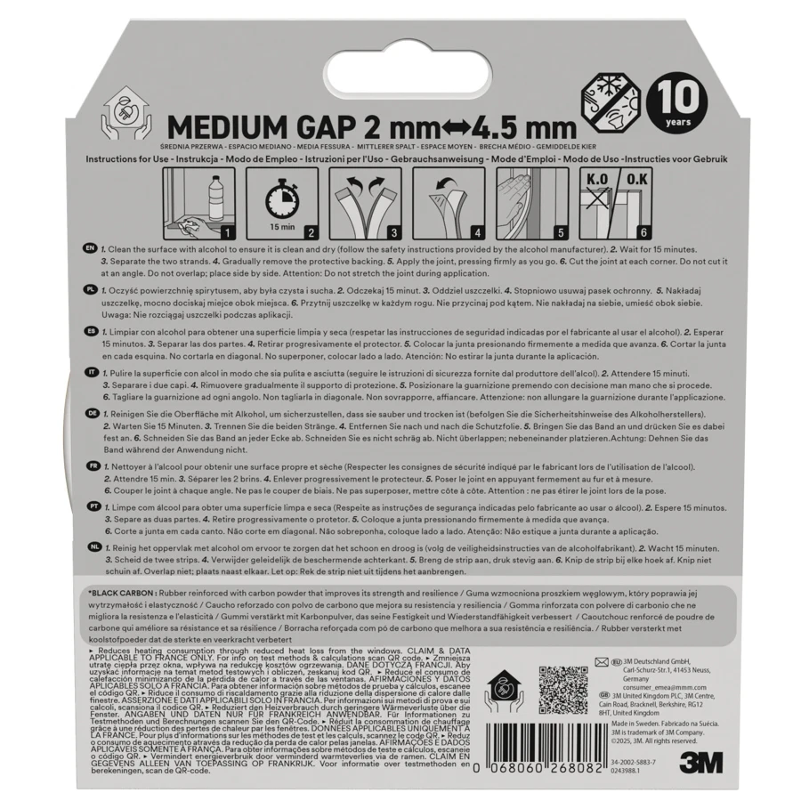 3M Premium Insulation Seal Tape (Medium Gap, White, 6 m)