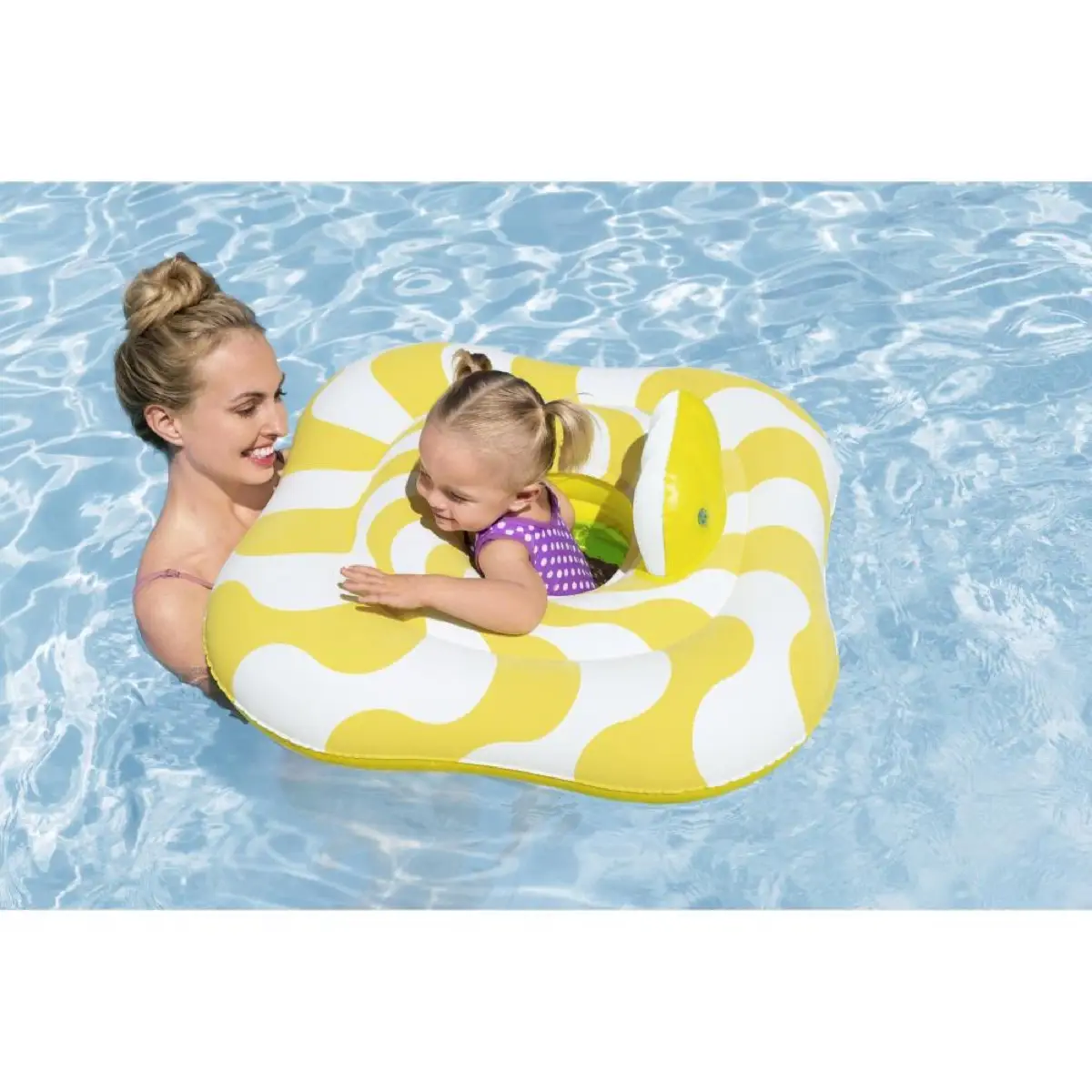 Bestway Swim Safe Float Wavy Square Ring  Baby Seat (72 x72 x 27 cm, Multicolor)