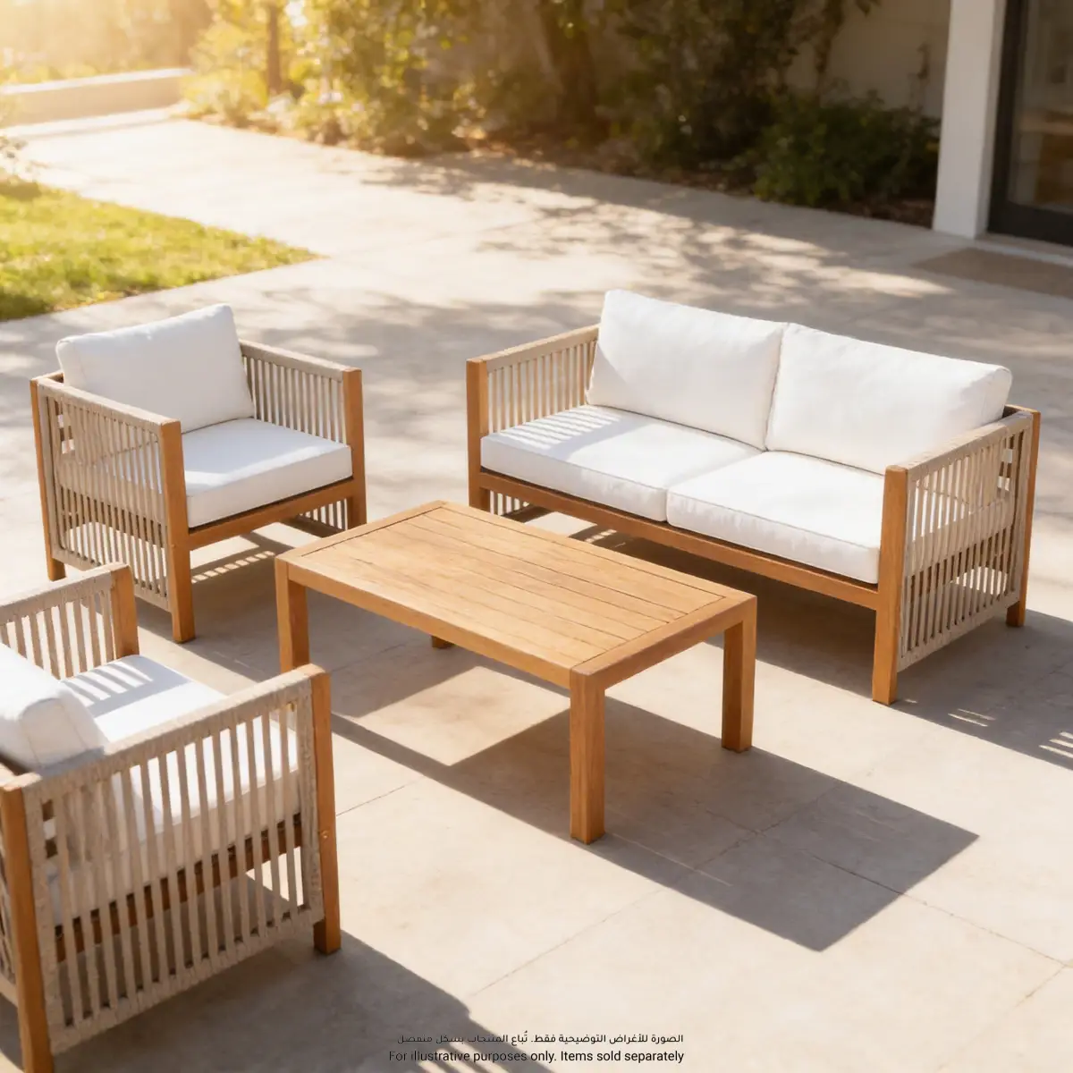 New Monterrey Acacia Wood Single-Seater Outdoor Sofa (2 Pc., 66 x 71 x 64 cm)