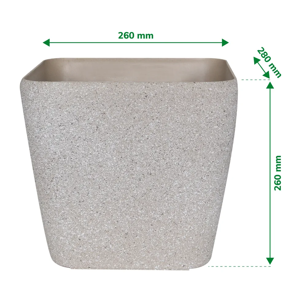 Verve Rough Square Plastic Pot (26 cm, Beige)