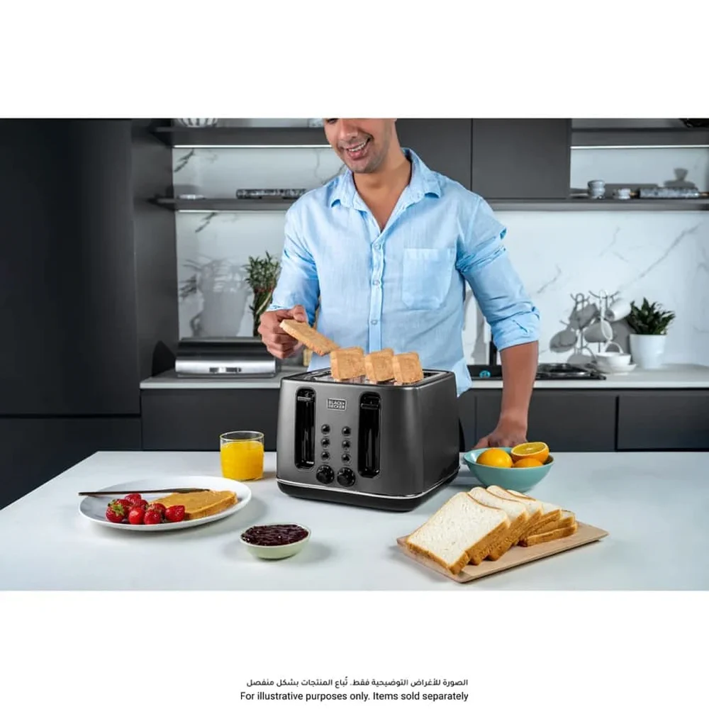 Black + Decker 4-Slice Stailess Steel Toaster, SSET425-B5 (2300 W)