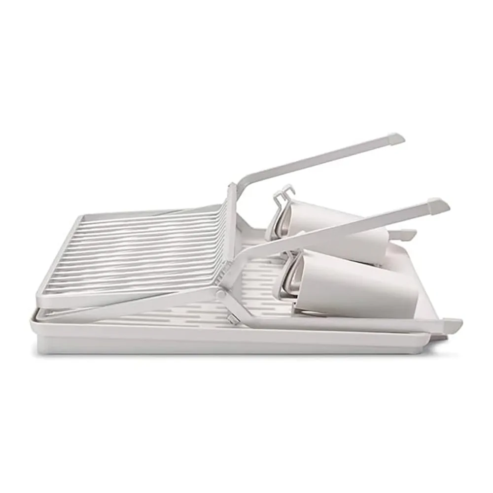 Brabantia SinkSide Aluminum & Plastic Large Foldable Dish Drying Rack (42 x 51 x 33 cm, Light Gray)