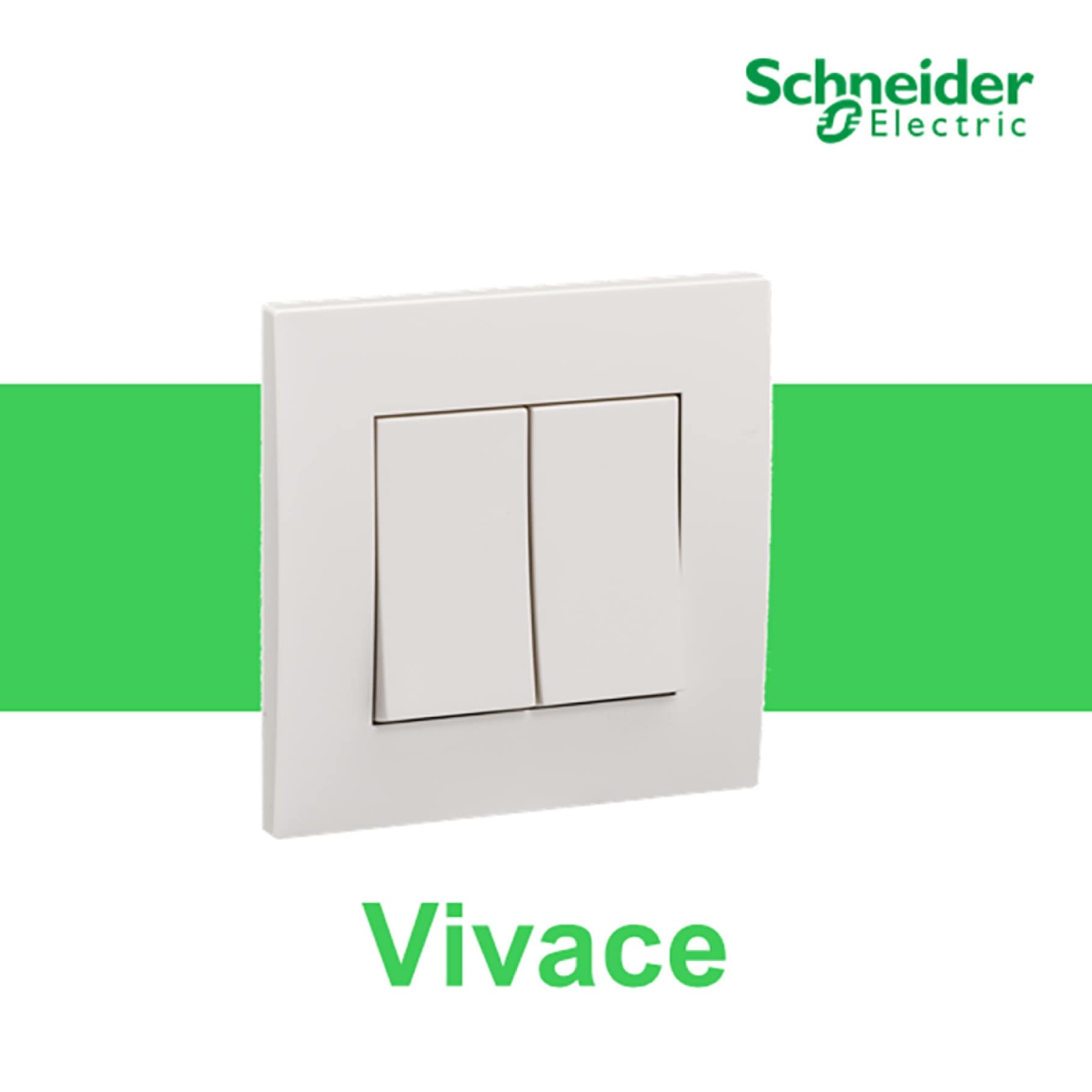 Schneider Electric Vivace 2 Gang 1 Way Switch (8.7 x 8.7 x 3.5 cm, 250 VAC)