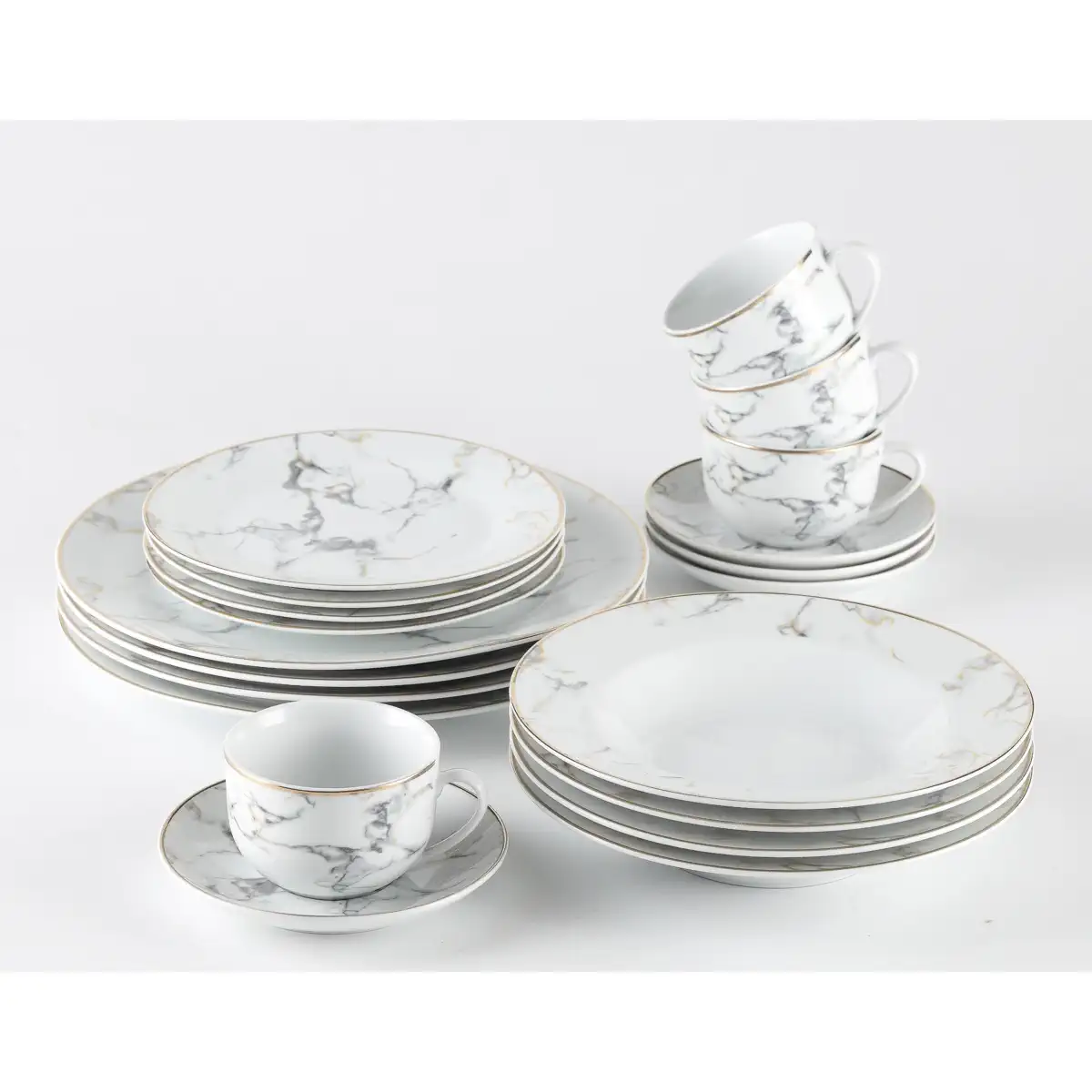 Tia Porcelain Dinner Set with Gold Rim (20 Pc) 