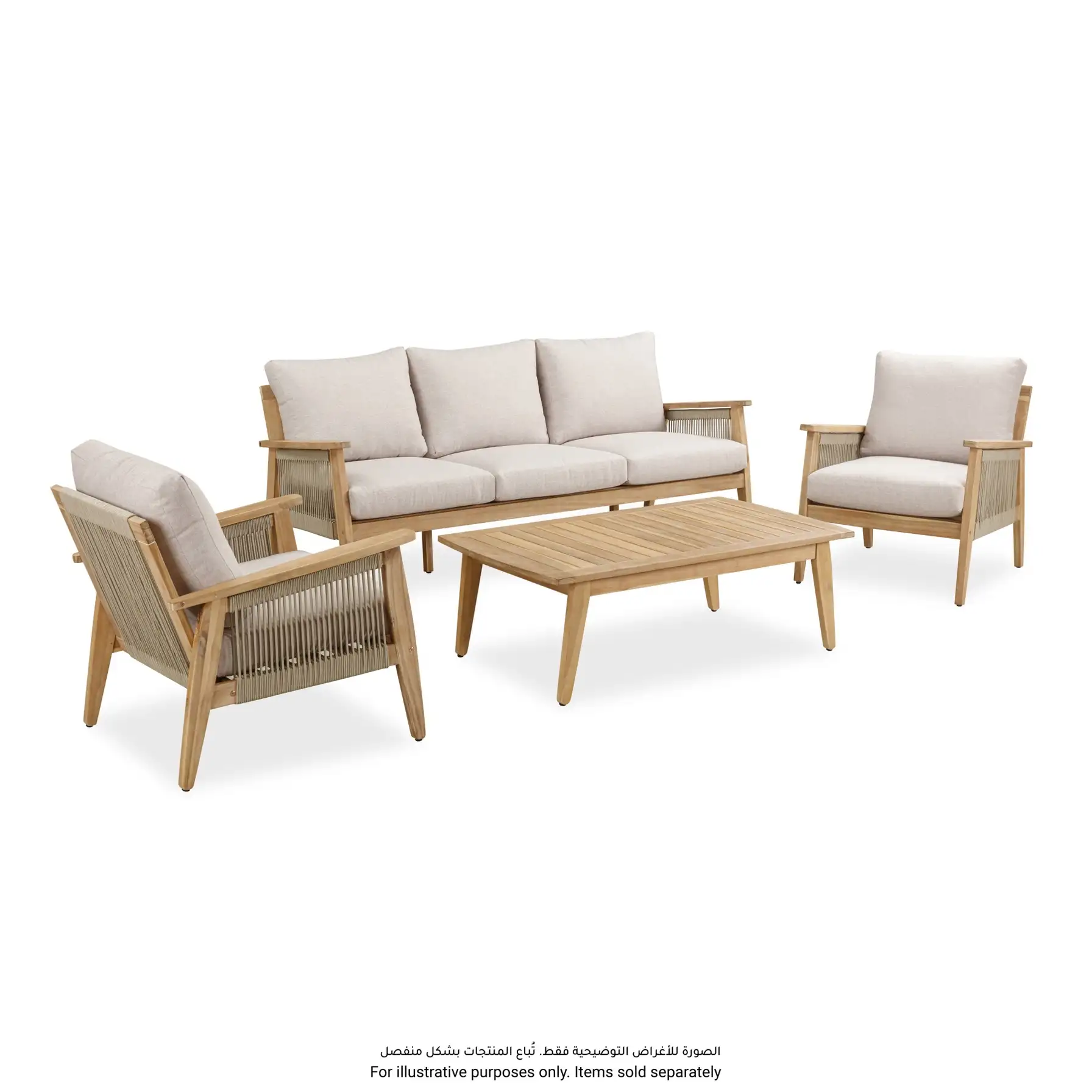 Baltimore Acacia Wood 1-Seater Outdoor Sofa W/Cushion (72 x 83 x 73 cm)