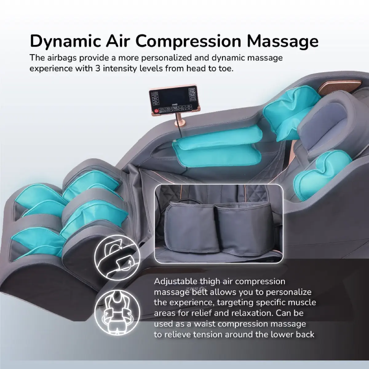 Zero Onyx Heat Therapy Full Body Massage Chair W/Bluetooth Speakers (140 x 74 x 108 cm)