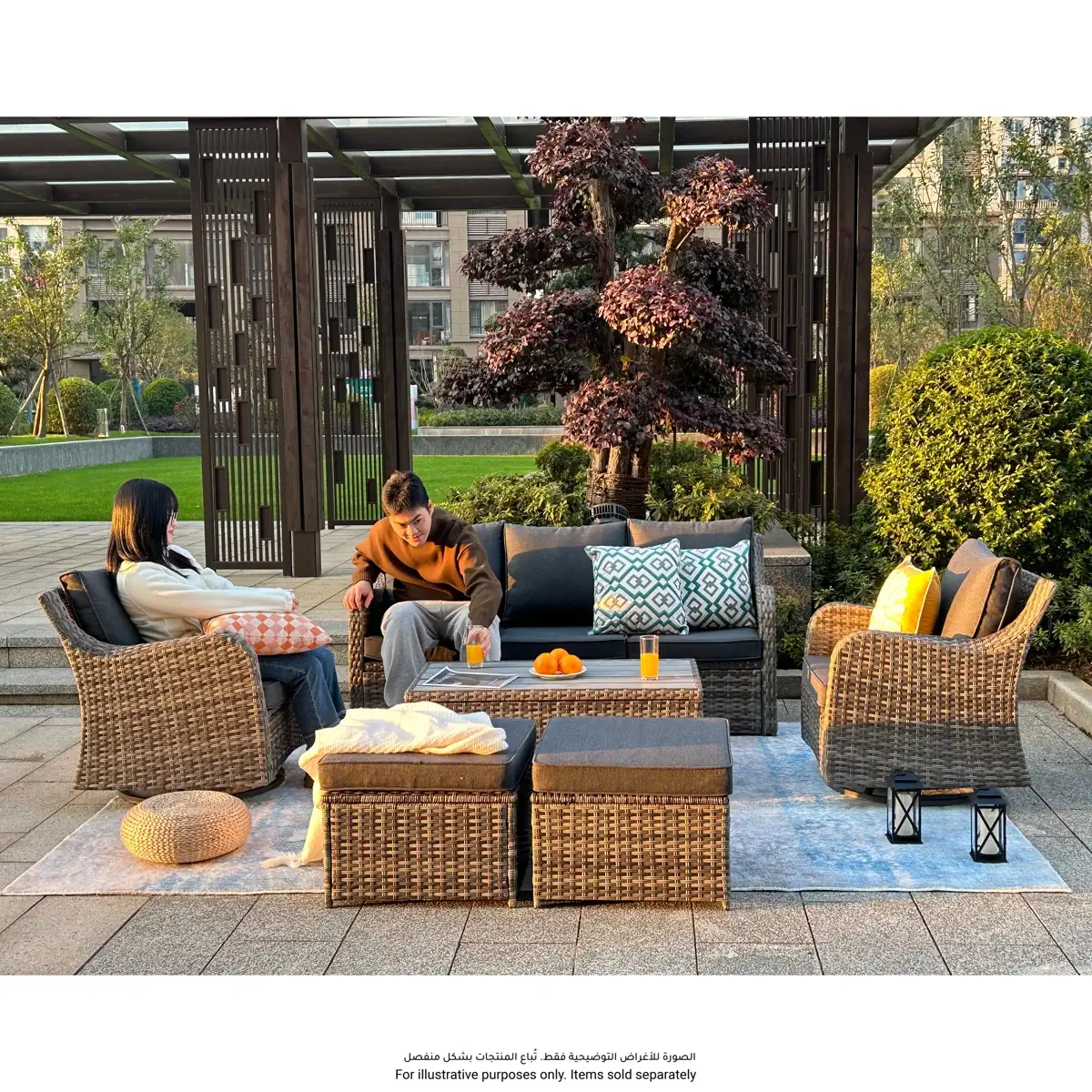 Nashville Rattan 7-Seater Outdoor Sofa Set (181 x 77 x 77 cm)
