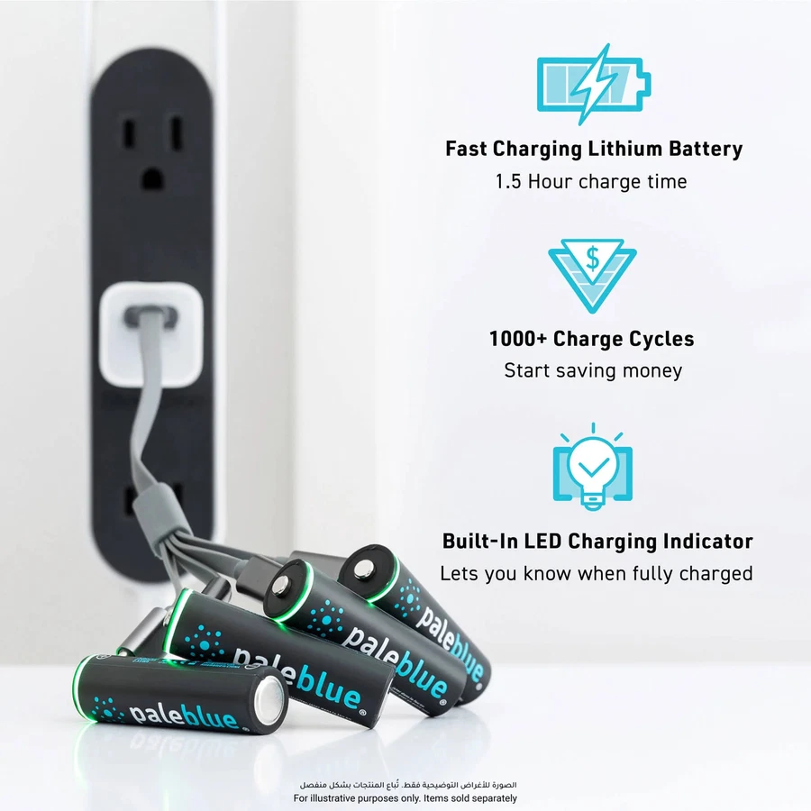 Paleblue USB-C Rechargeable Li-Ion AA 4-Batteries Pack (1.5 V)