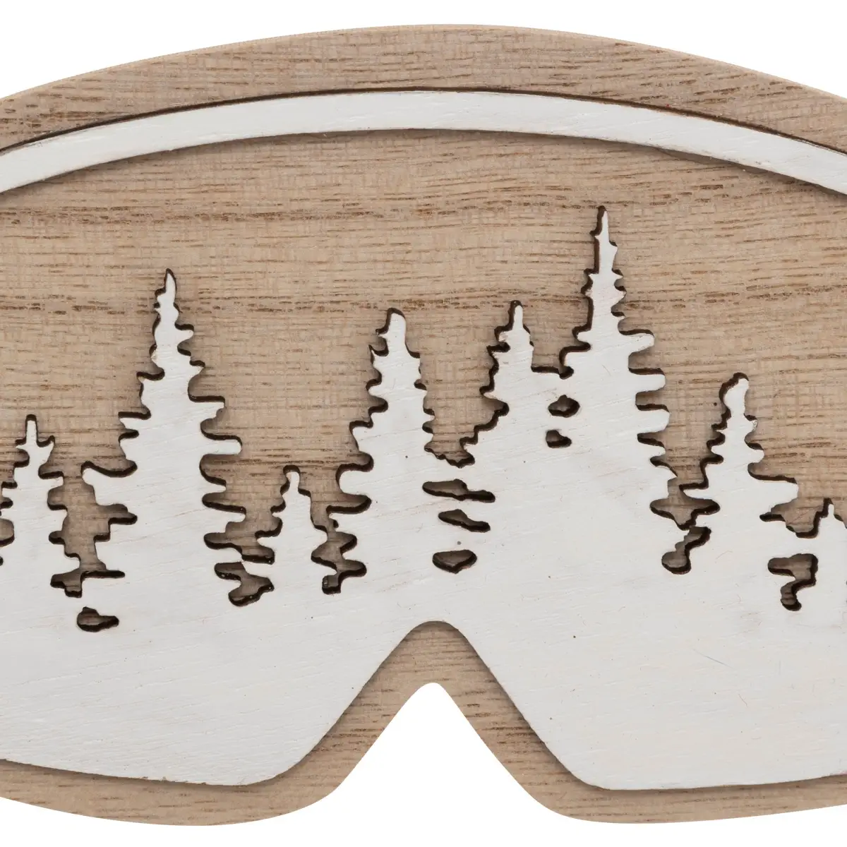 Atmosphera Wooden Ski Mask with Tree Reflections Tree Decor (1 Pc, 16 cm)