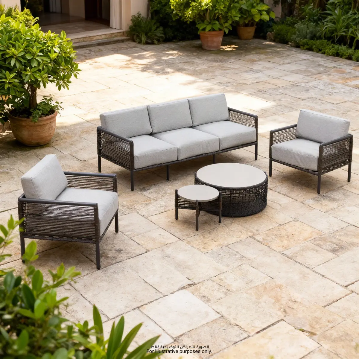 Collioure 5-Seater Metal & Rope Outdoor Sofa Set