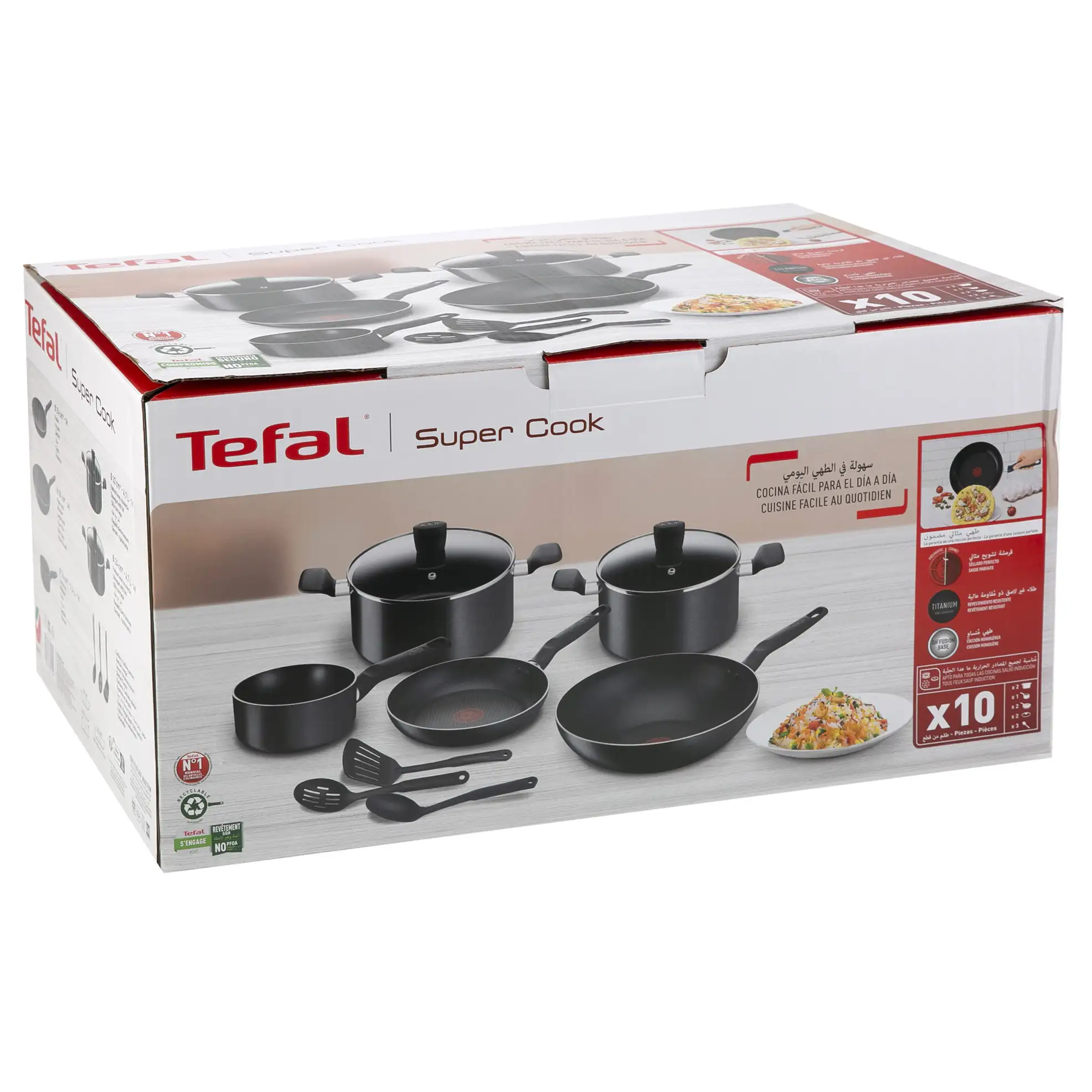 Tefal Super Cook Non-Stick Aluminum Cookware Set (10 Pc.)