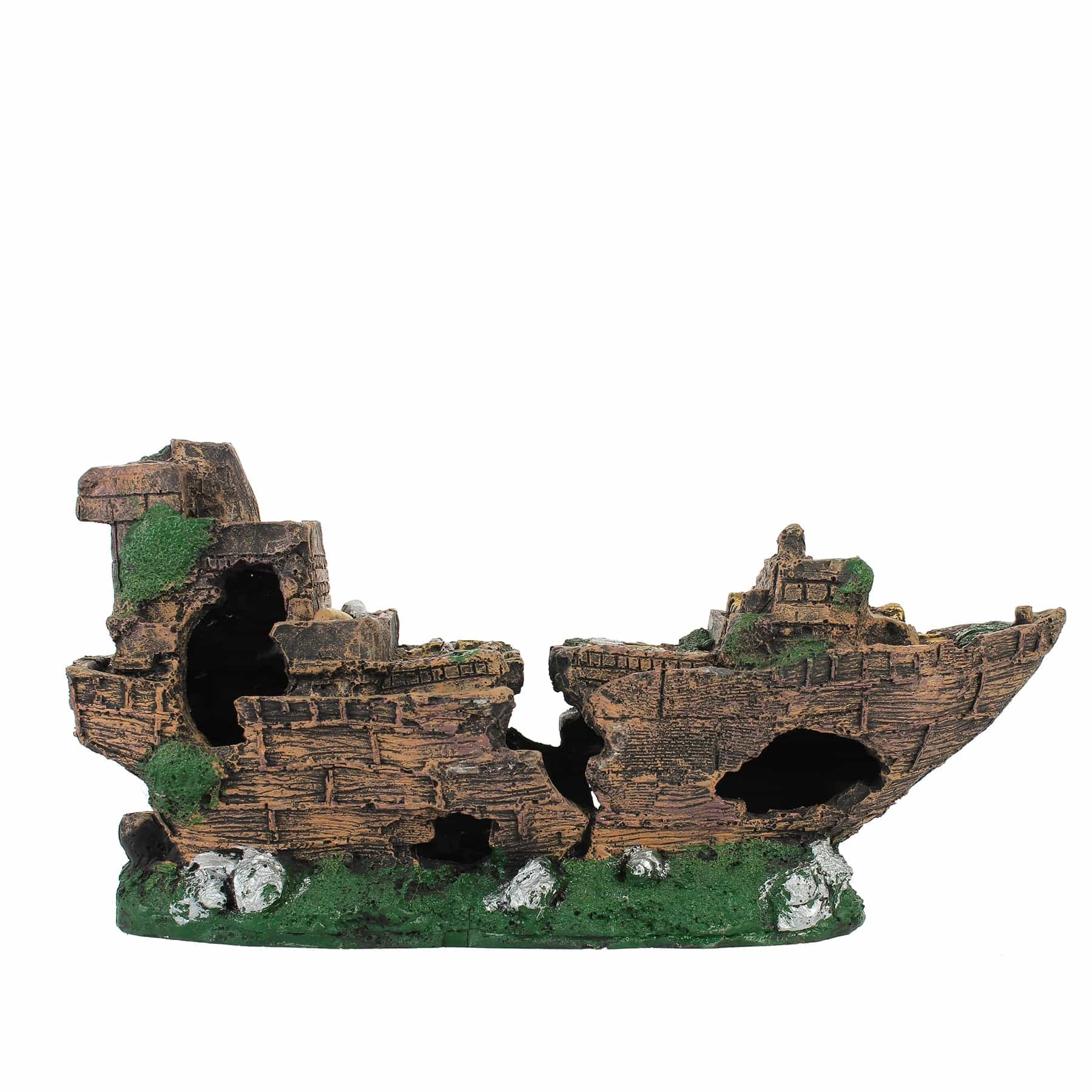 Foshan Artificial Wooden Ship Aquarium Ornament