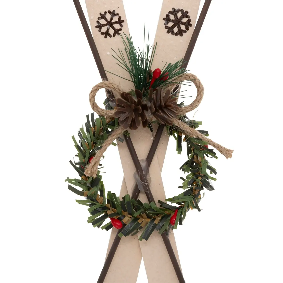 Atmosphera Wooden Pair of skis with Wreath Tree Decor (1 Pc, 26 cm)