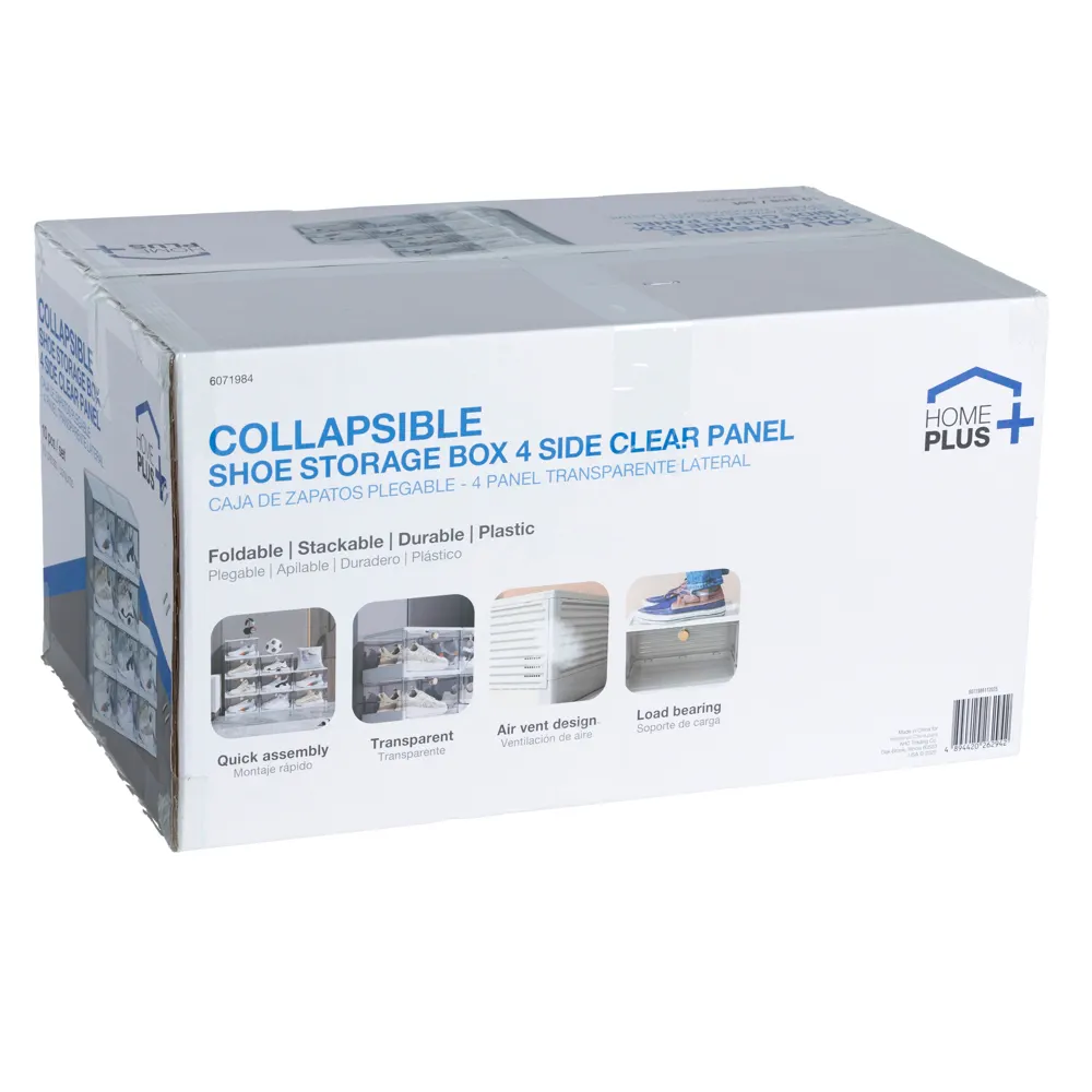Foldable 4-Side Transparent Shoe Storage Box Set, T8005-10 (10 Pcs.)