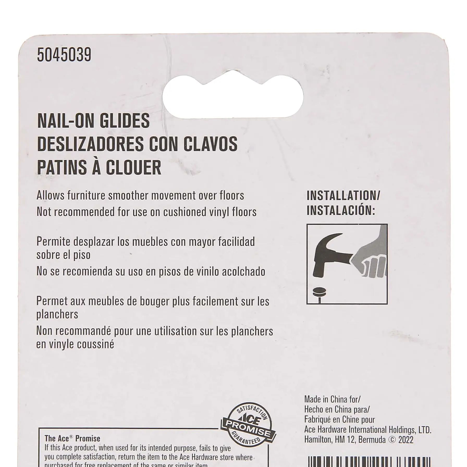 Ace Plastic Base Non-Slip Nail On Glides (2.85 cm)