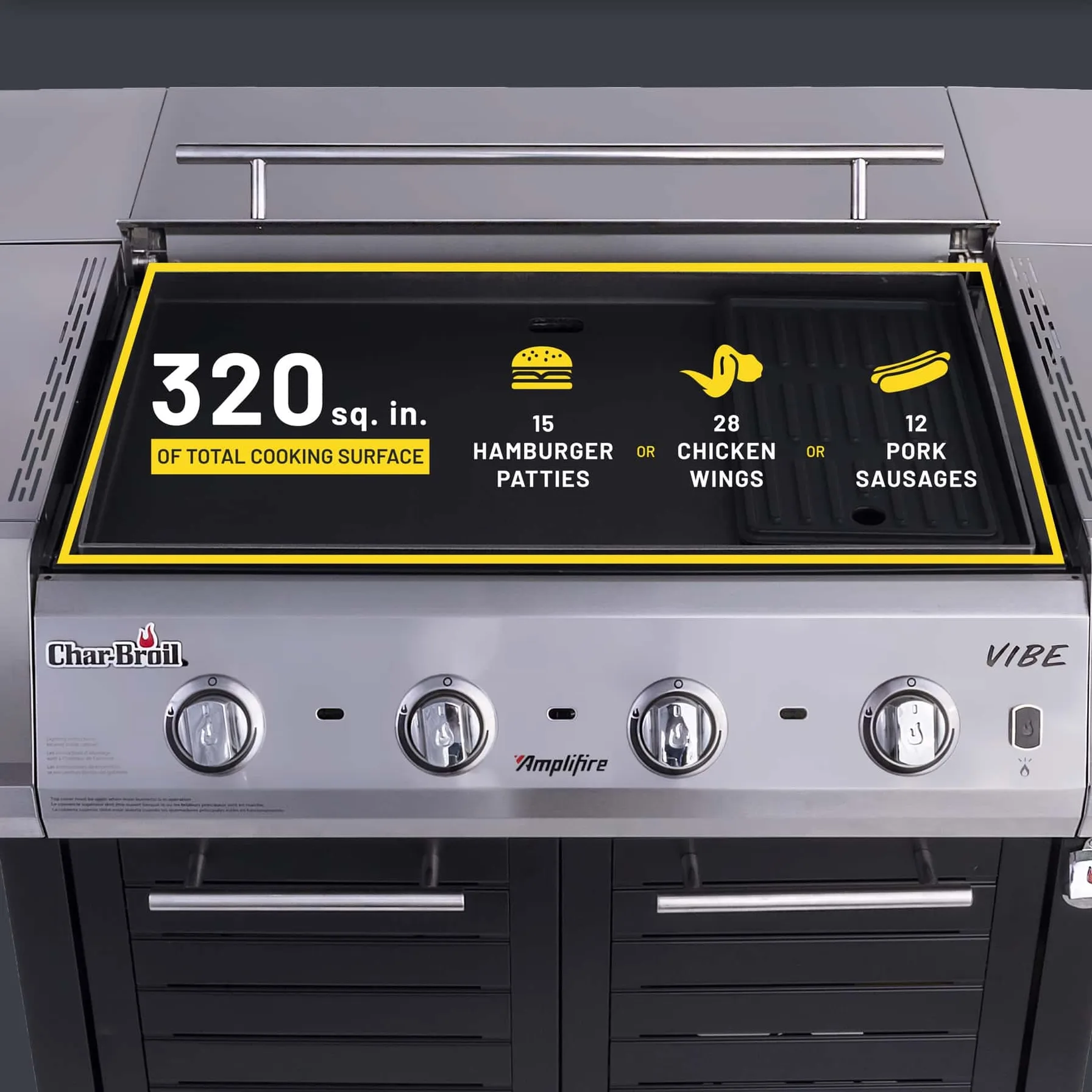Char-Broil Vibe Griddle 535 4-Burner Gas Grill, 463259623