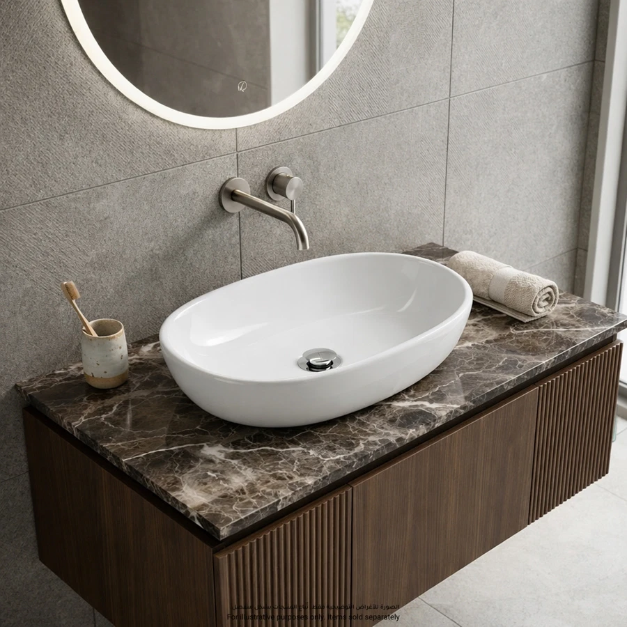 Bold Art Series Slim Euro Counter-Top Basin (Brilliant White)