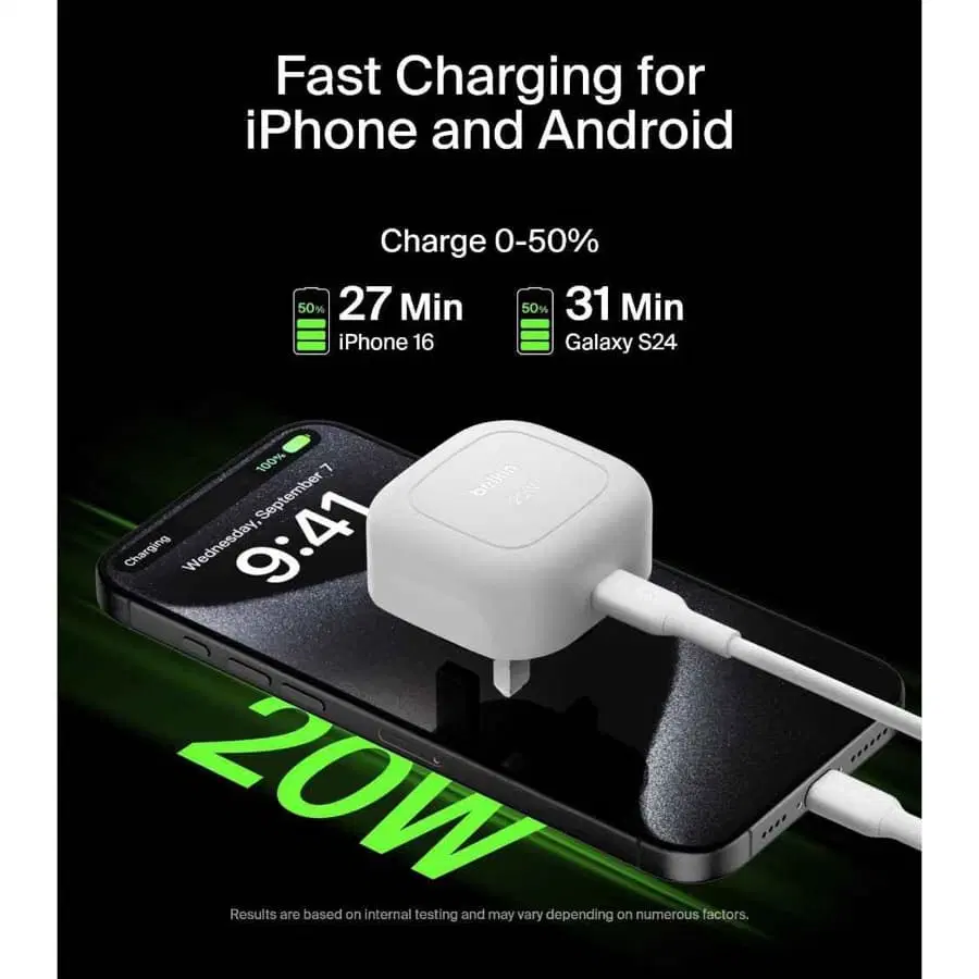 Belkin BoostCharge Compact USB-C Charger (White, 20 W)