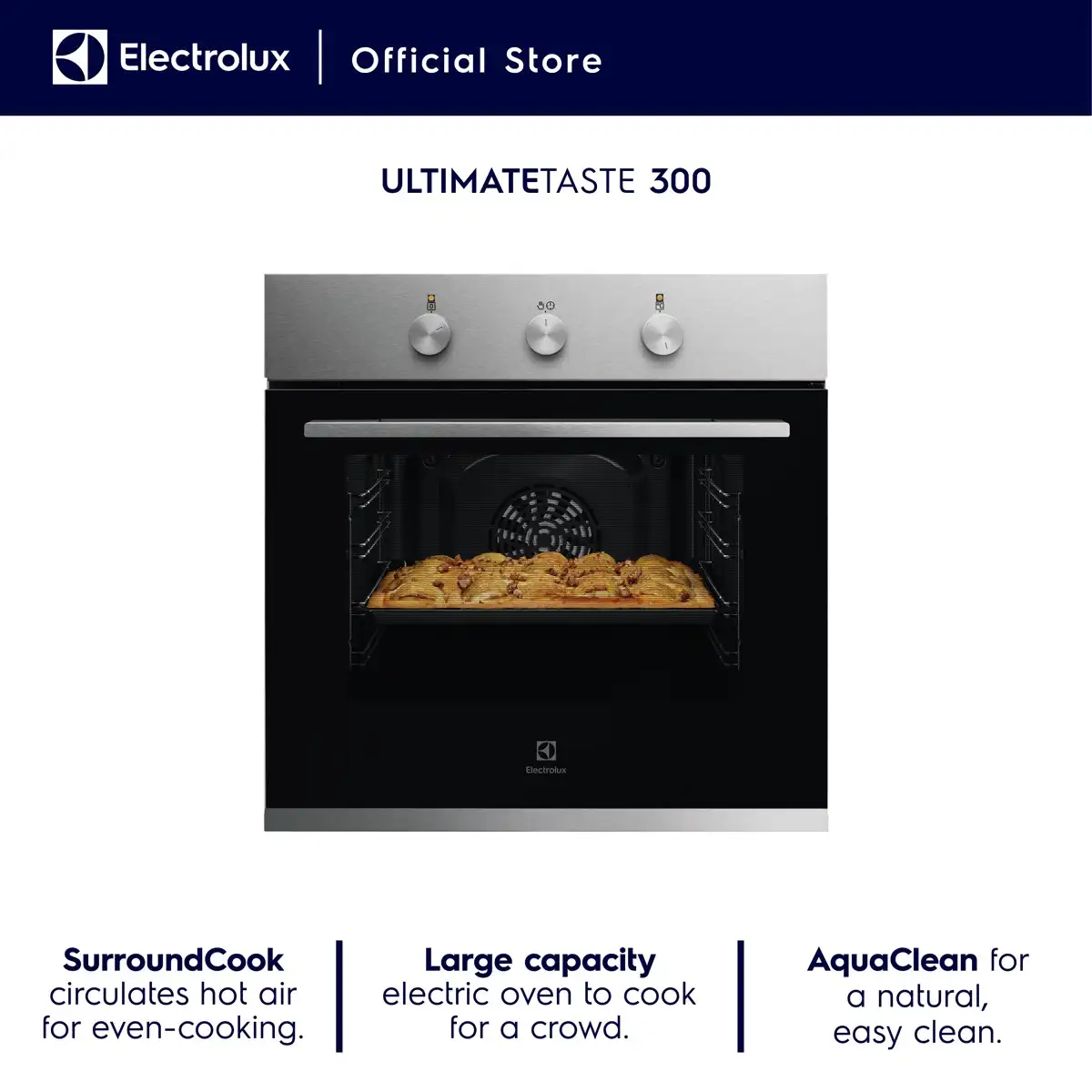 Electrolux UltimateTaste 300 Built-In Electric Single Oven, KOH2H00BX (65 L)