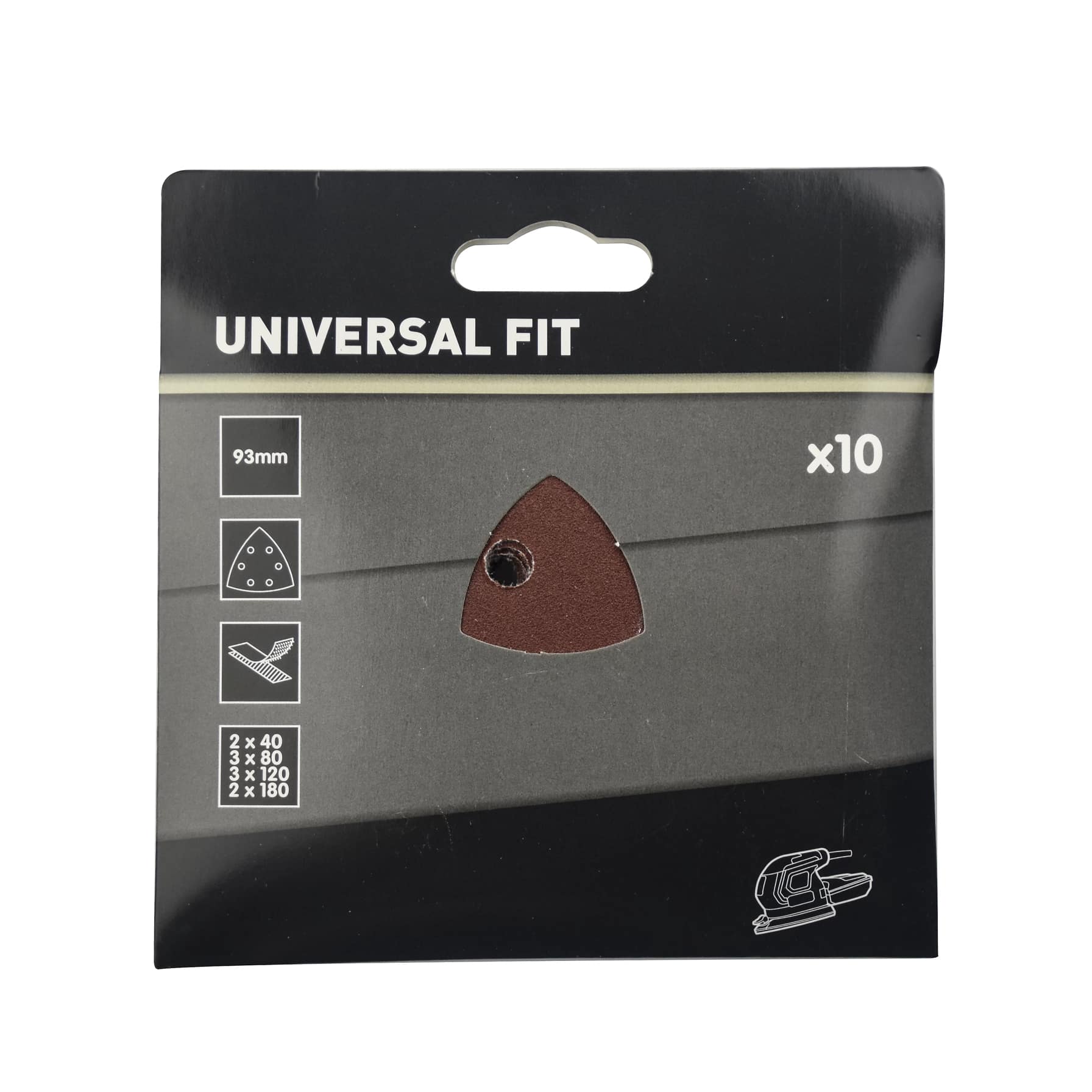 Universal Fit Delta Sanding Sheet Pack (9.3 x 9.3 cm, Assorted Grit, 10 Pc.)
